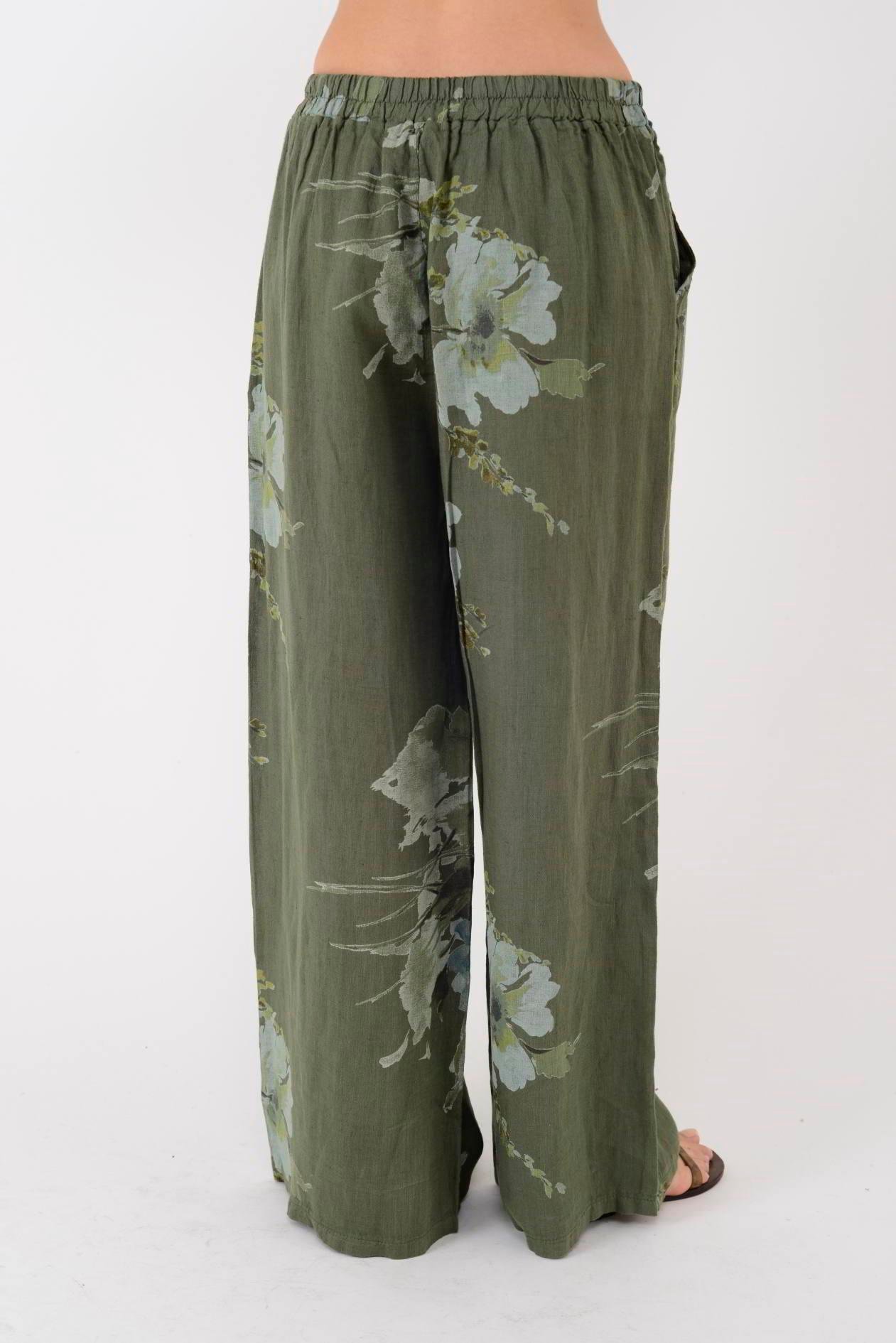 14300 BATİK ÇİÇEK DESEN PALAZZO KETEN PANTOLON