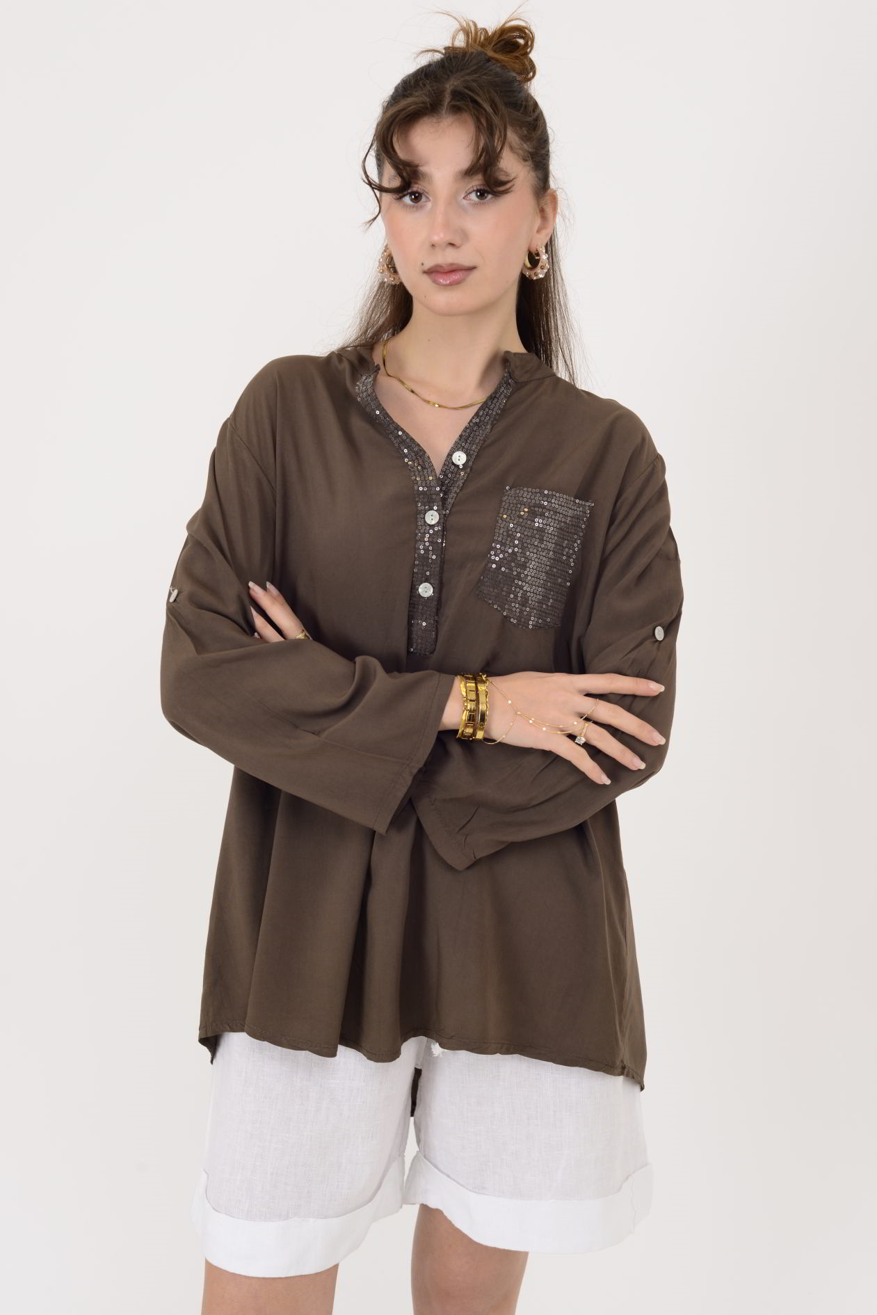 15451U PAYET DETAYLI GÖMLEK