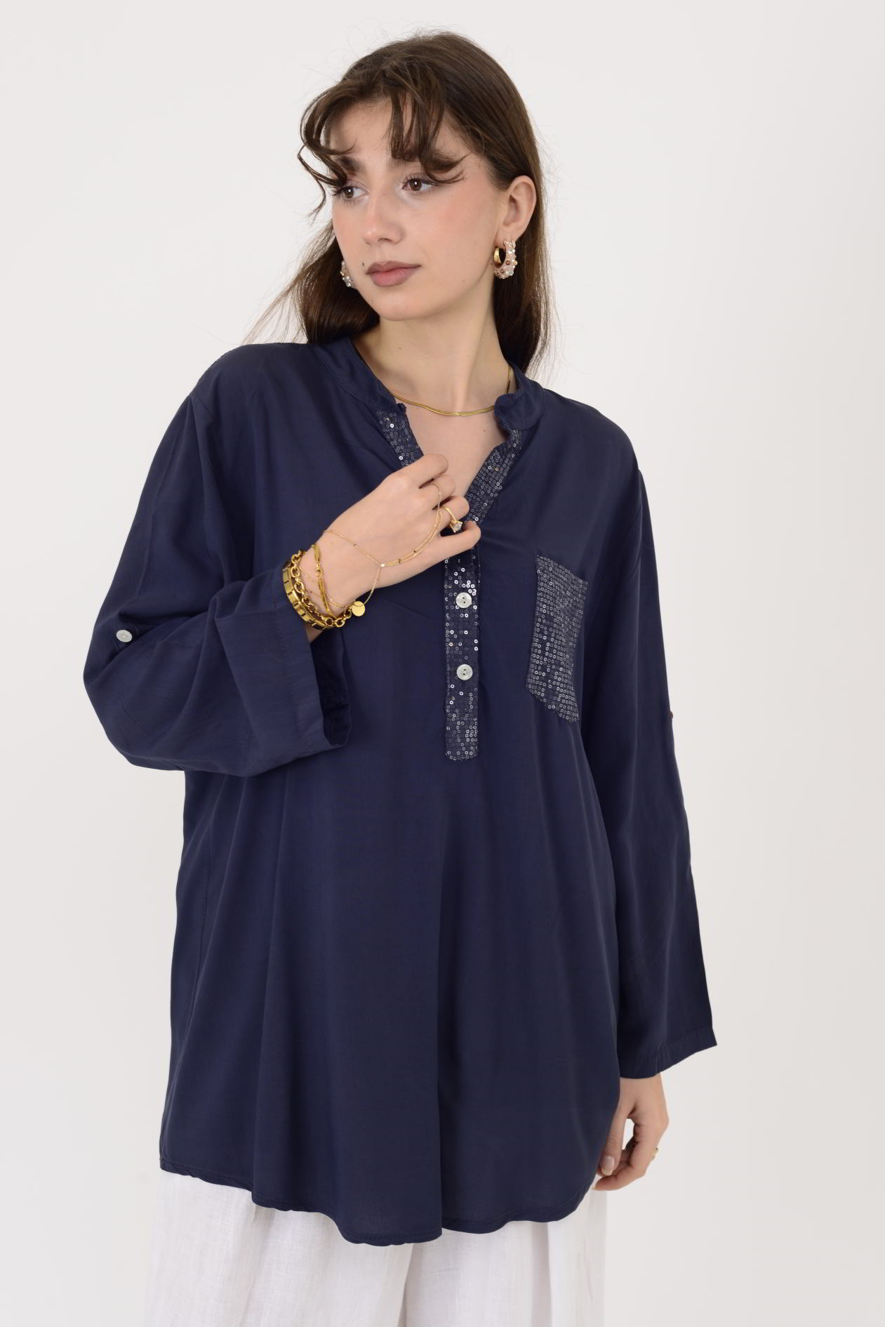 15451U PAYET DETAYLI GÖMLEK