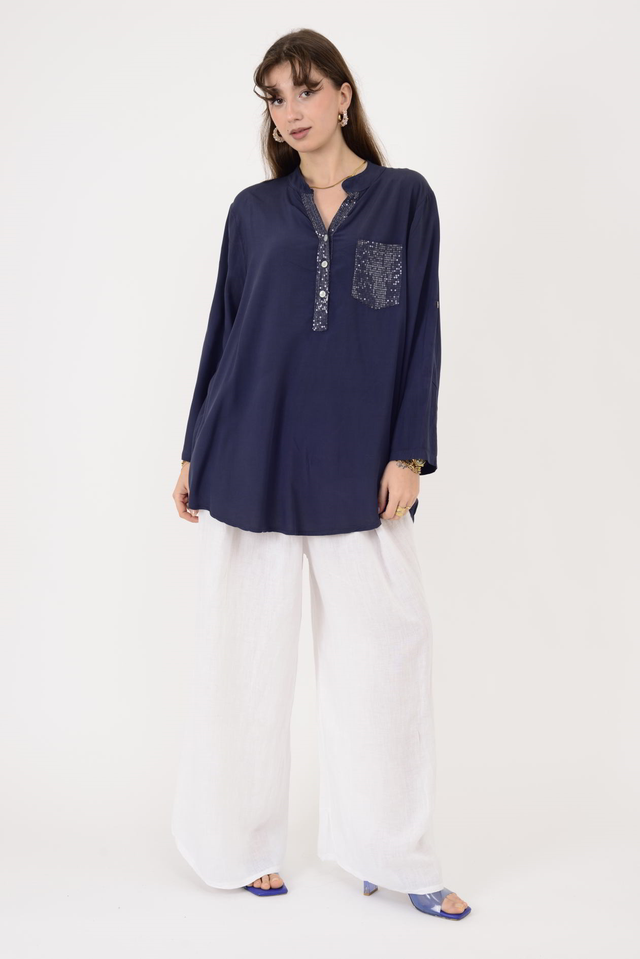 15451U PAYET DETAYLI GÖMLEK