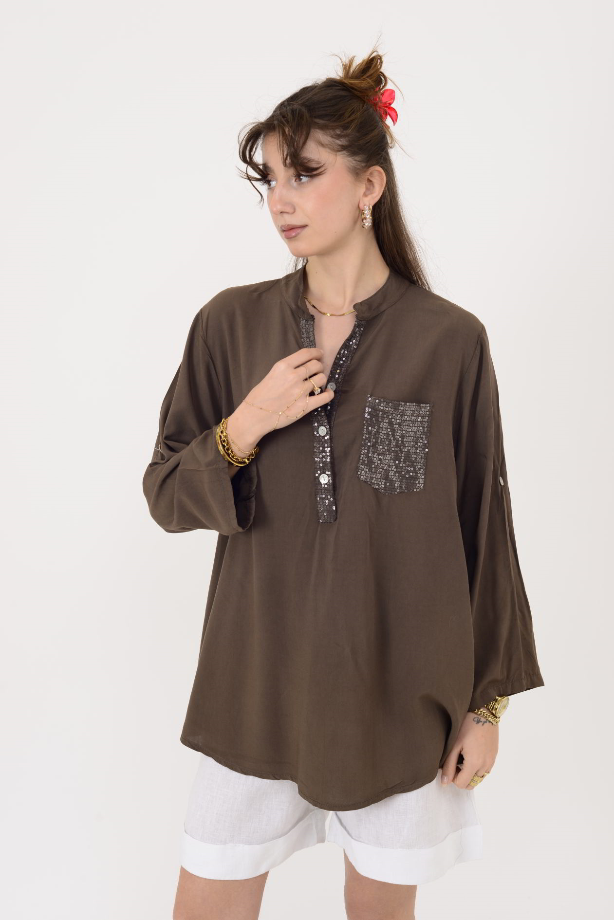 15451U PAYET DETAYLI GÖMLEK