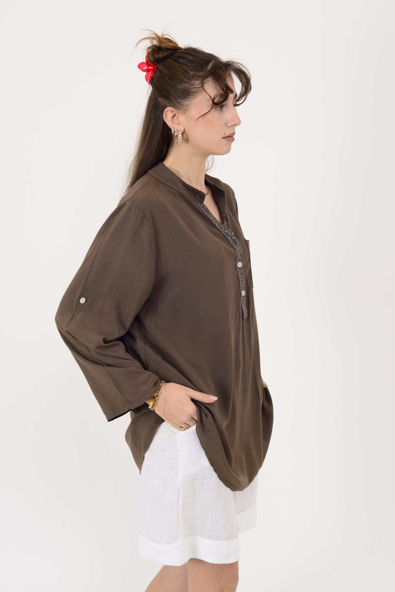 15451U PAYET DETAYLI GÖMLEK