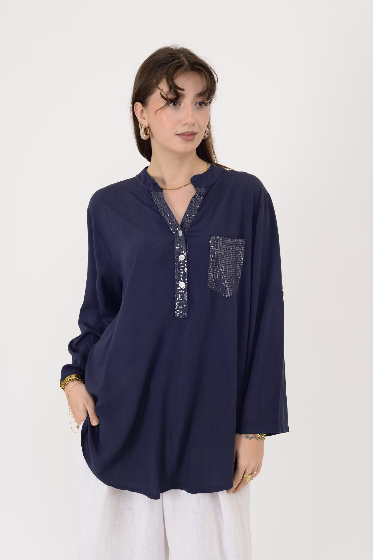 15451U PAYET DETAYLI GÖMLEK