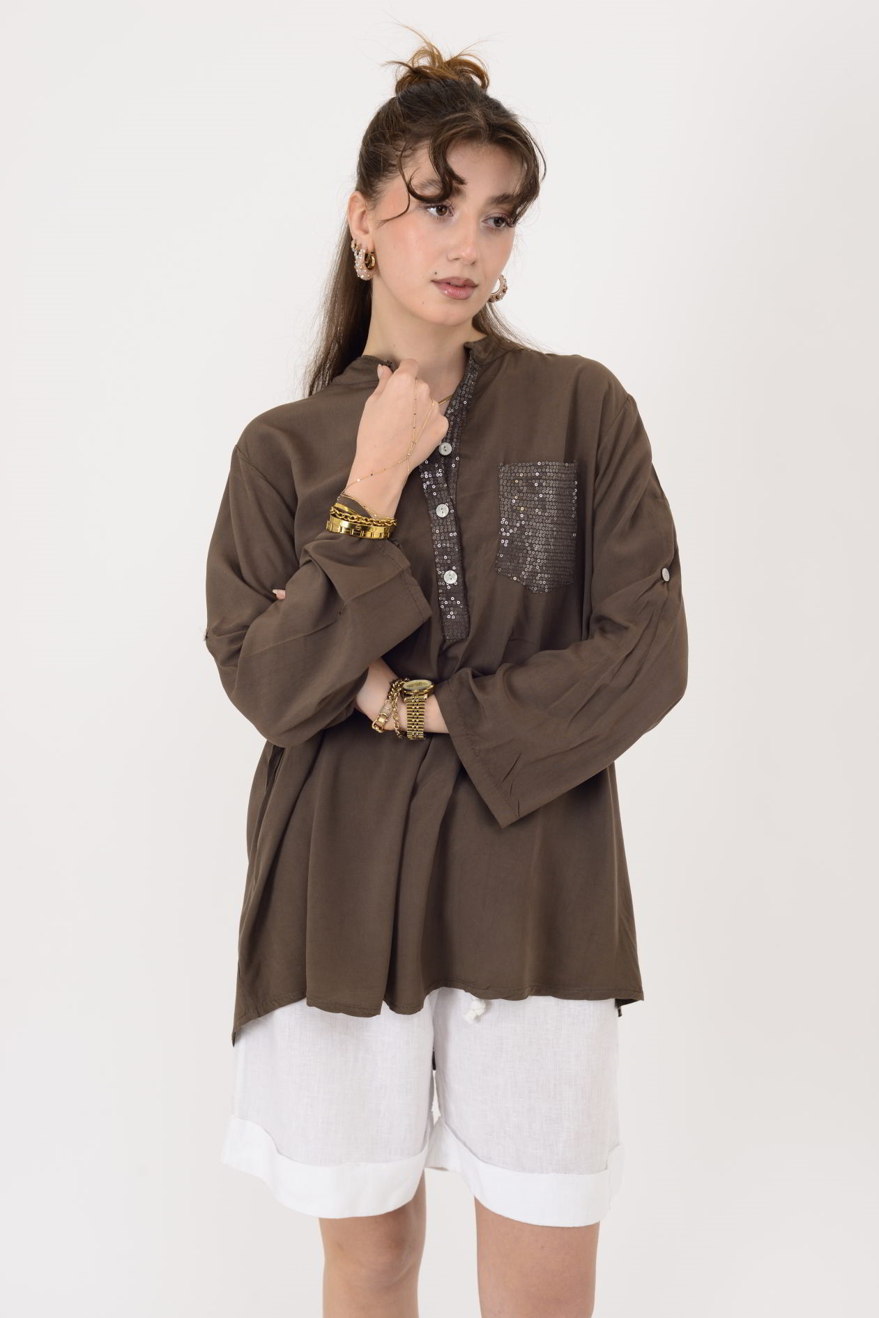 15451U PAYET DETAYLI GÖMLEK