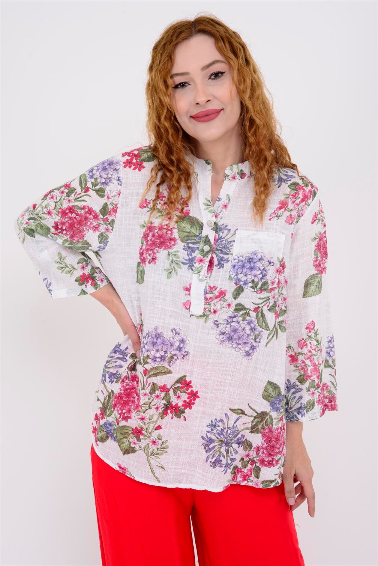 15455-3 ORTANCA DESEN GÖMLEK