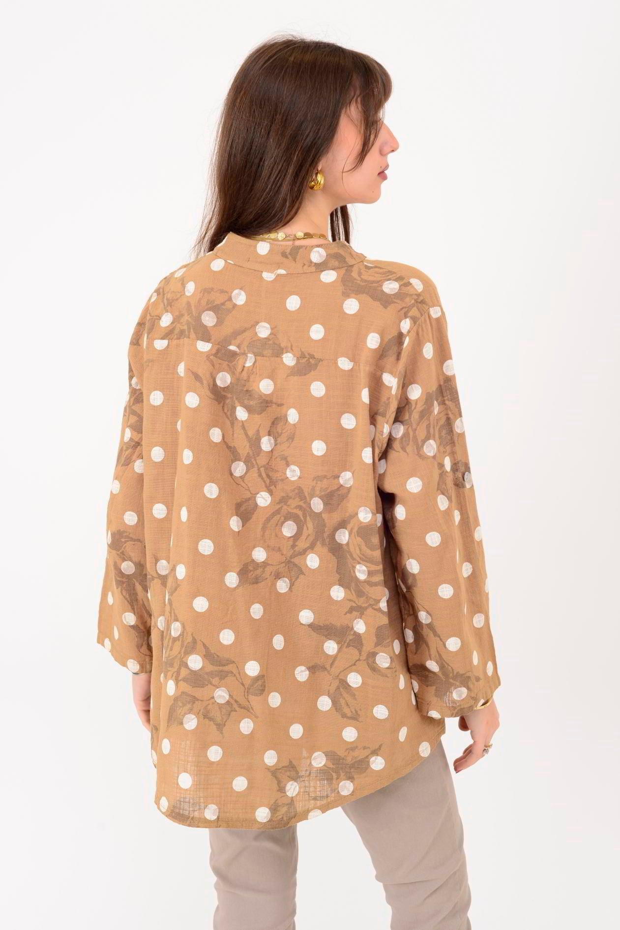 15455F-111 PUANTİYE DESEN ÜÇ DÜĞMELİ GÖMLEK