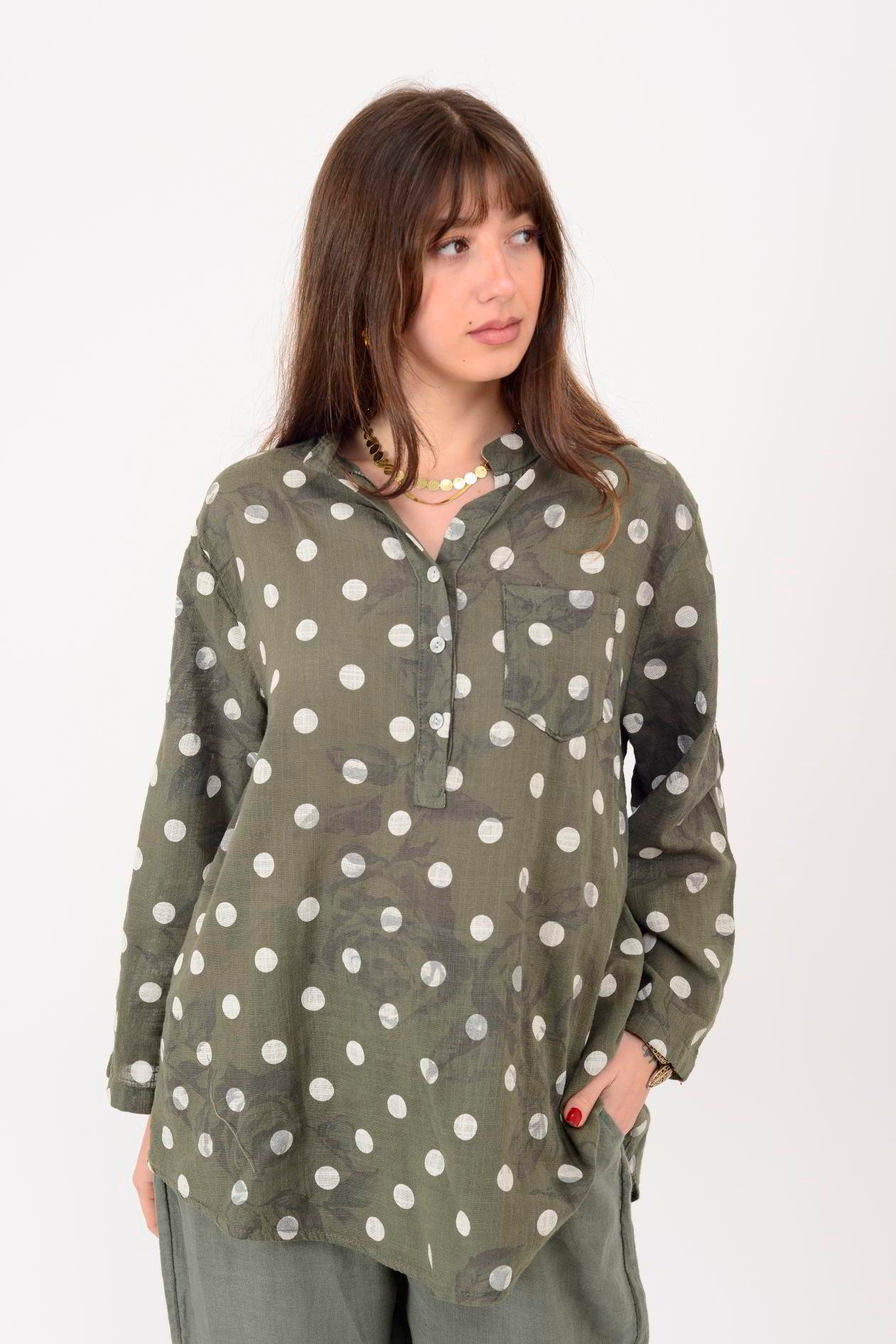 15455F-111 PUANTİYE DESEN ÜÇ DÜĞMELİ GÖMLEK