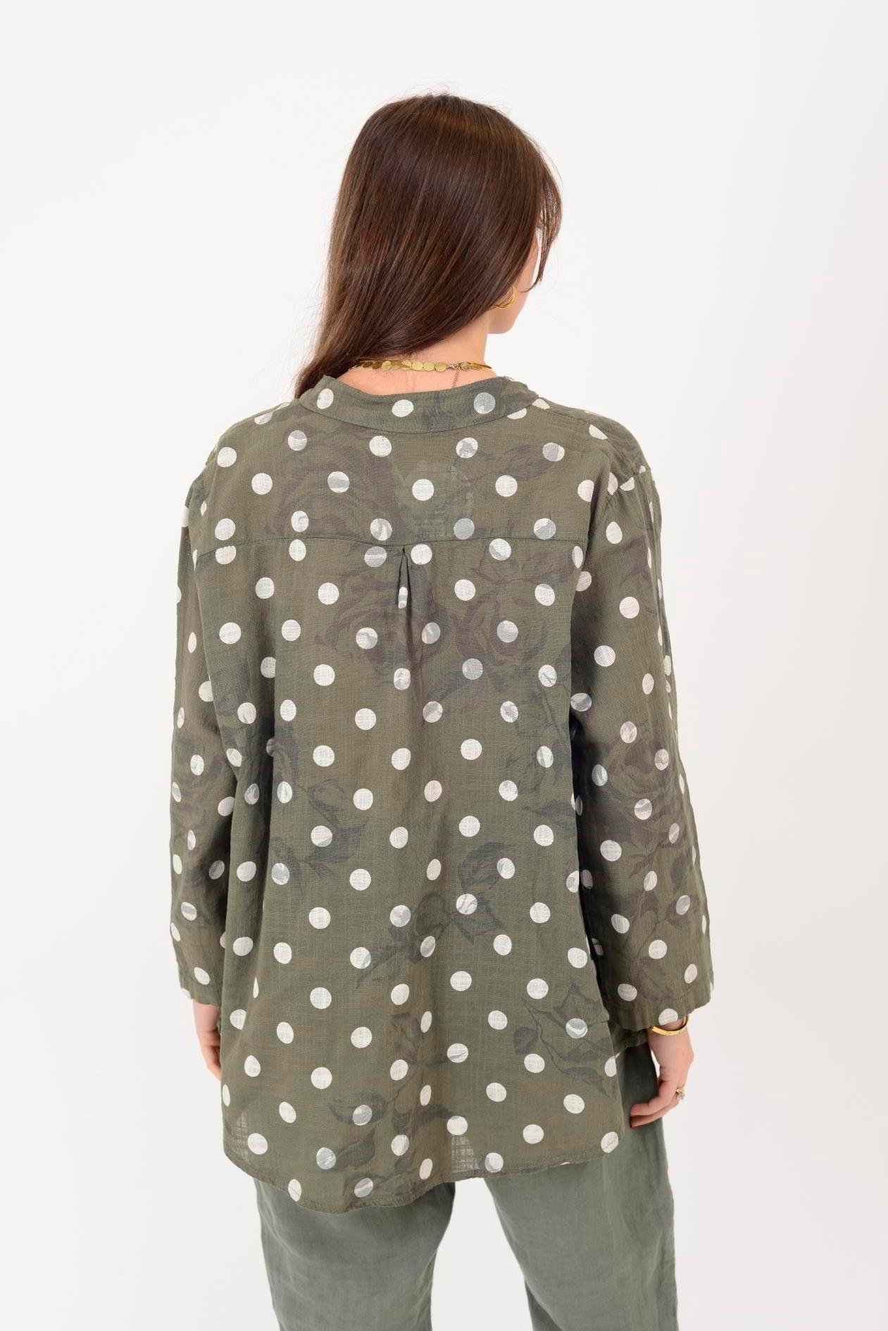 15455F-111 PUANTİYE DESEN ÜÇ DÜĞMELİ GÖMLEK