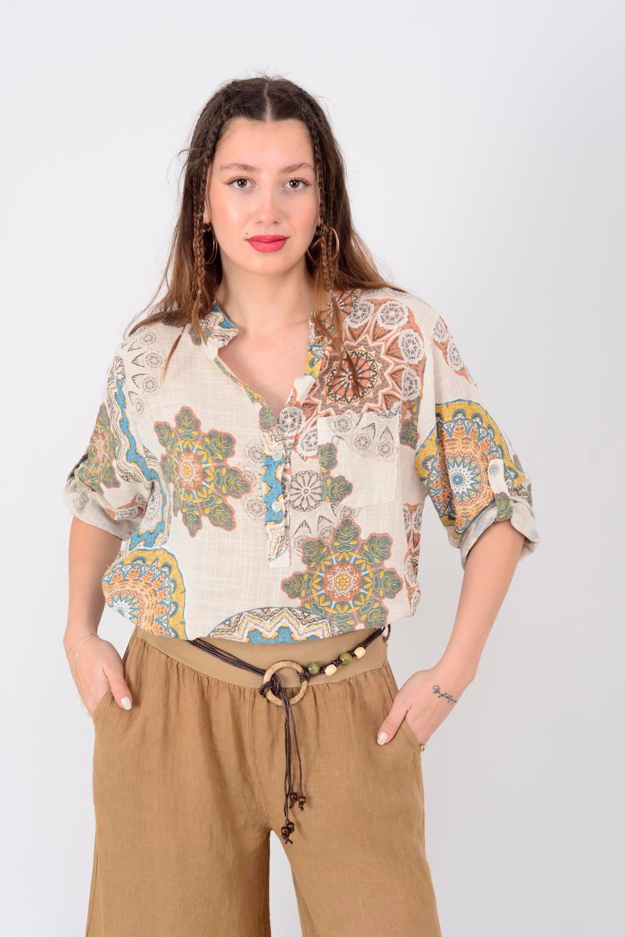 15455F-14 MANDALA DESEN GÖMLEK