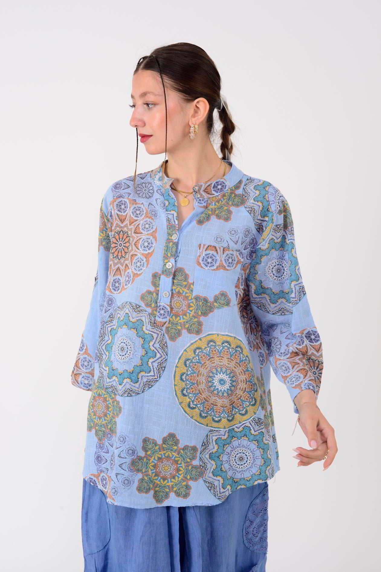 15455F-14 MANDALA DESEN GÖMLEK