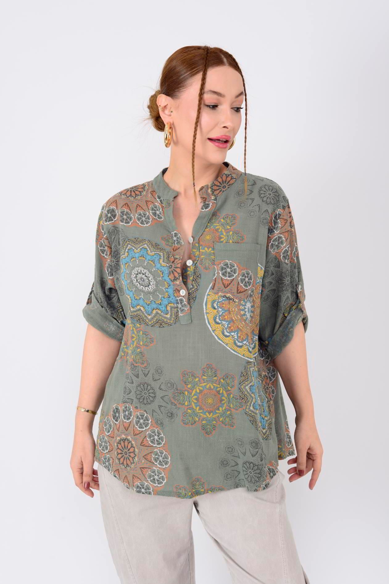 15455F-14 MANDALA DESEN GÖMLEK