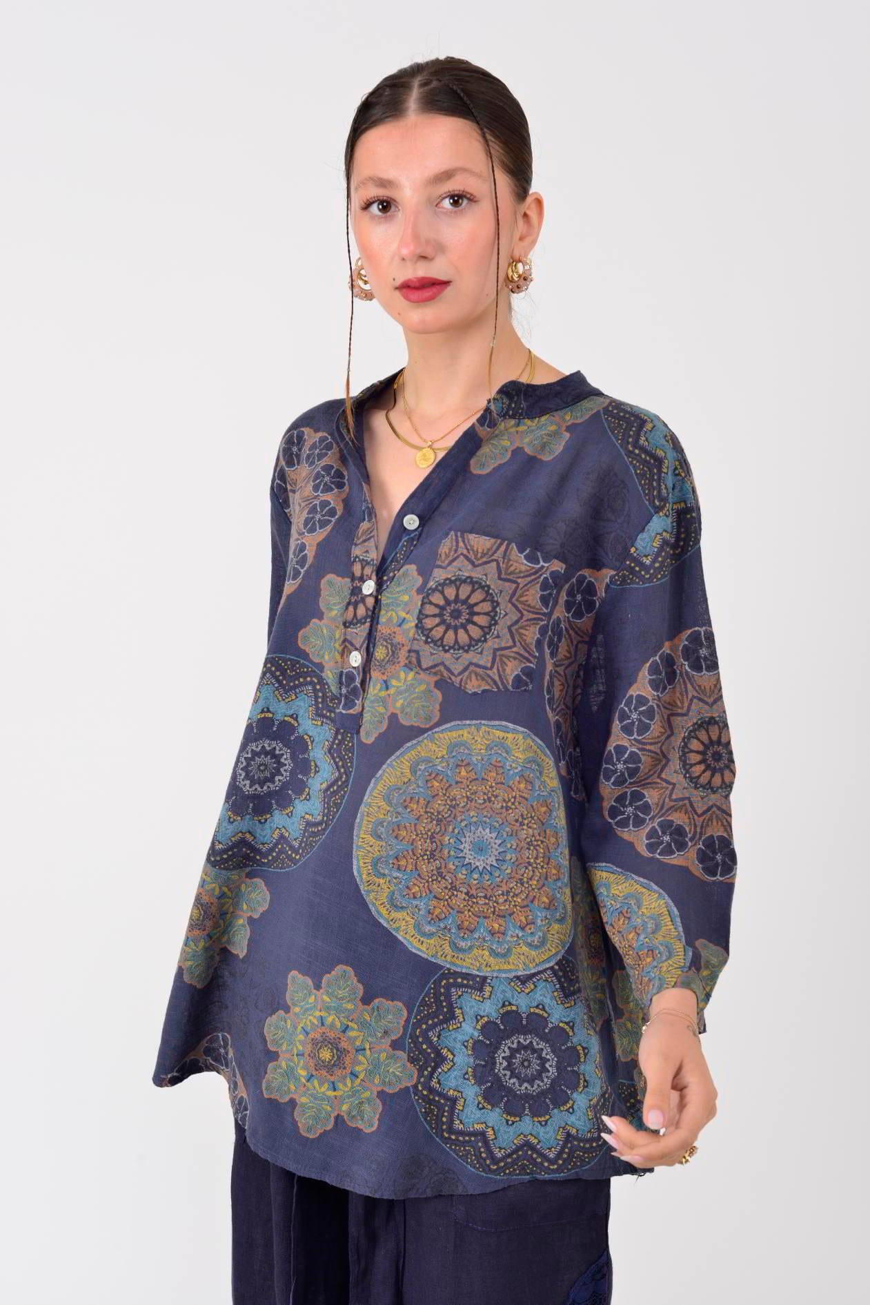 15455F-14 MANDALA DESEN GÖMLEK