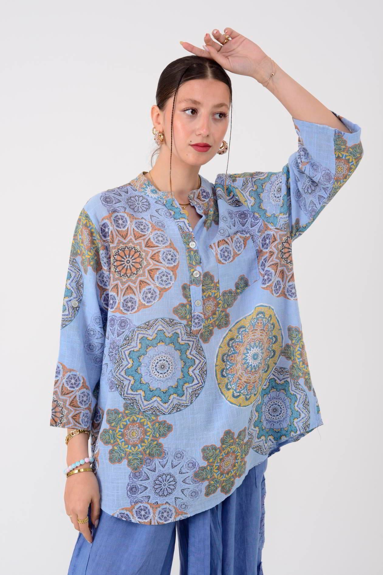 15455F-14 MANDALA DESEN GÖMLEK