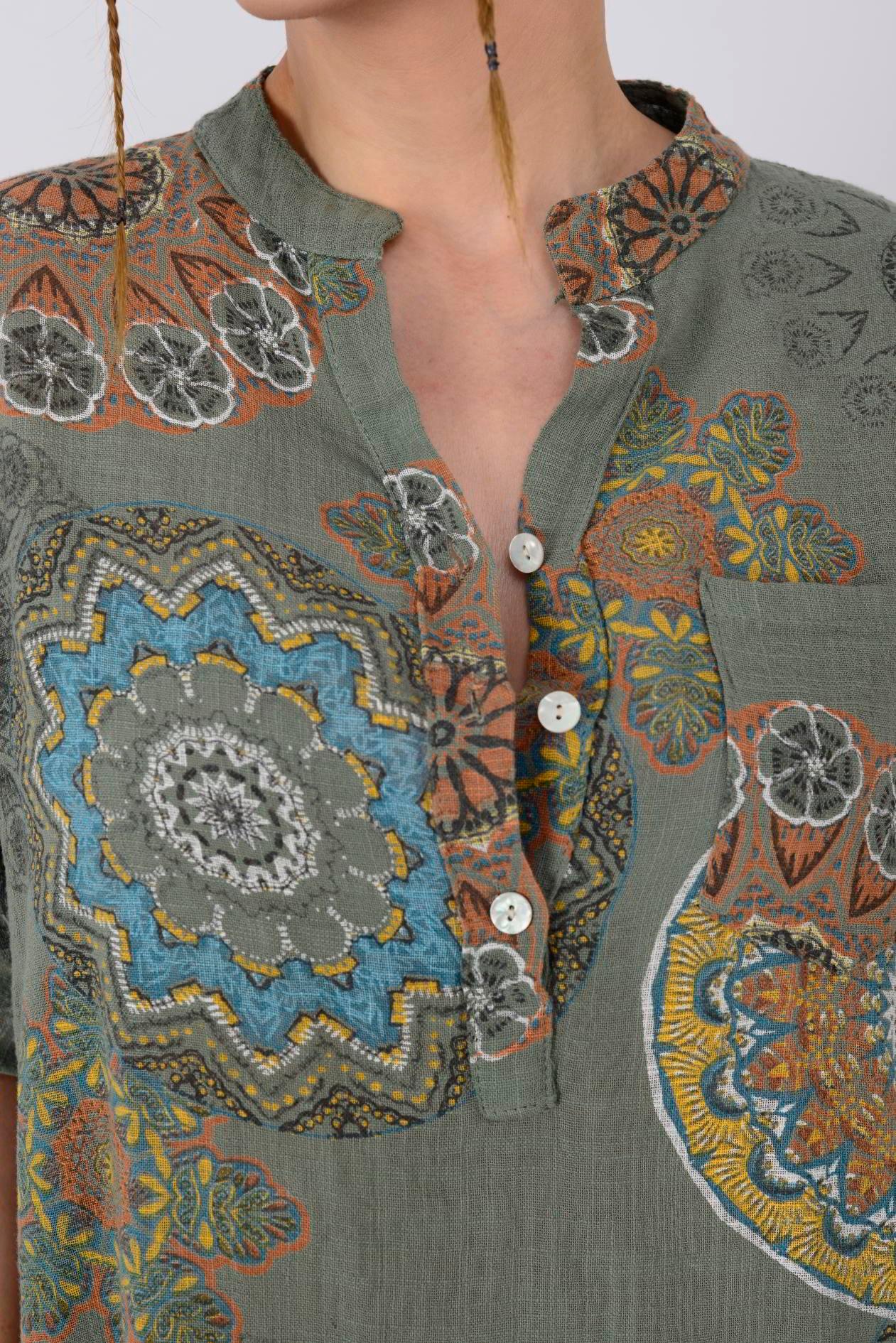 15455F-14 MANDALA DESEN GÖMLEK