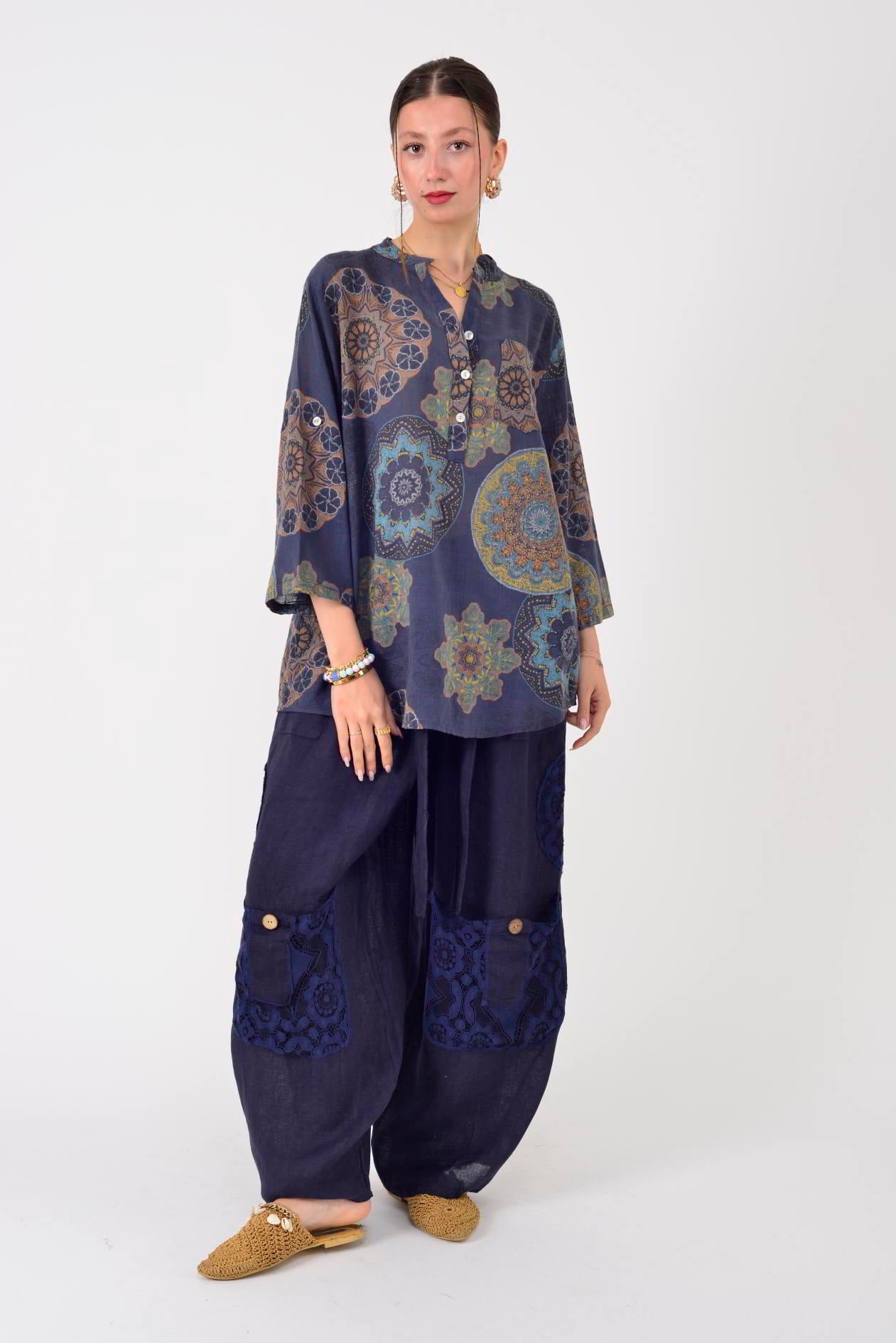 15455F-14 MANDALA DESEN GÖMLEK