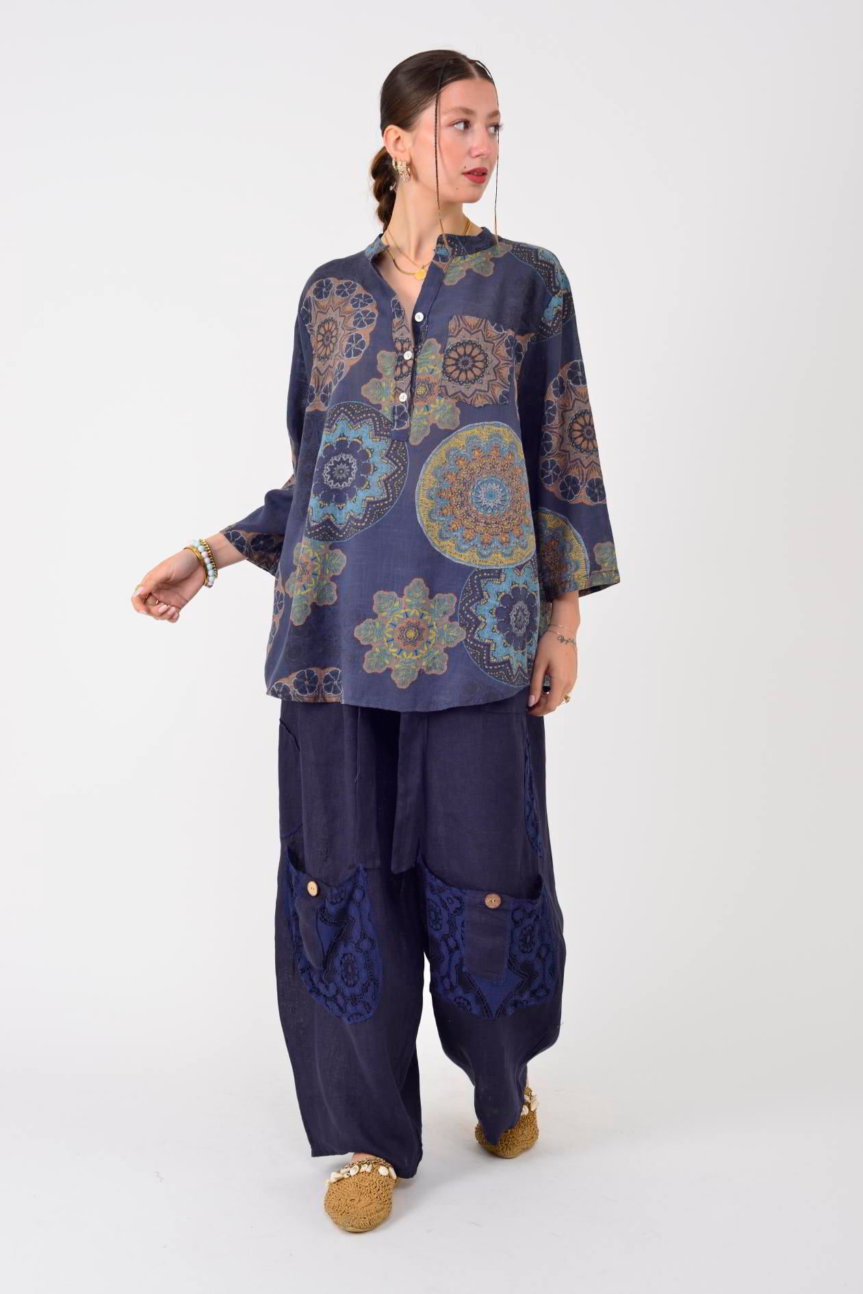 15455F-14 MANDALA DESEN GÖMLEK