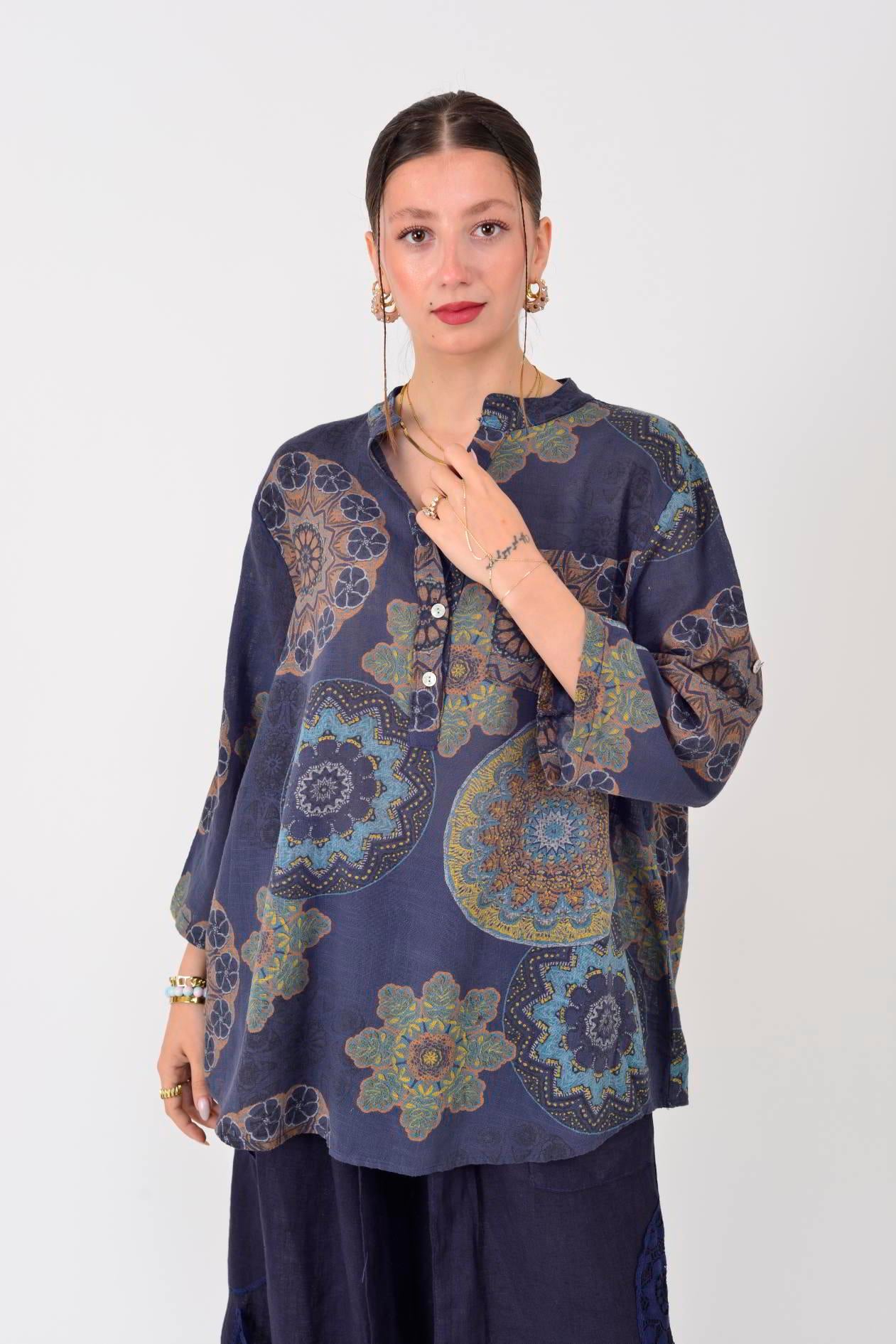 15455F-14 MANDALA DESEN GÖMLEK