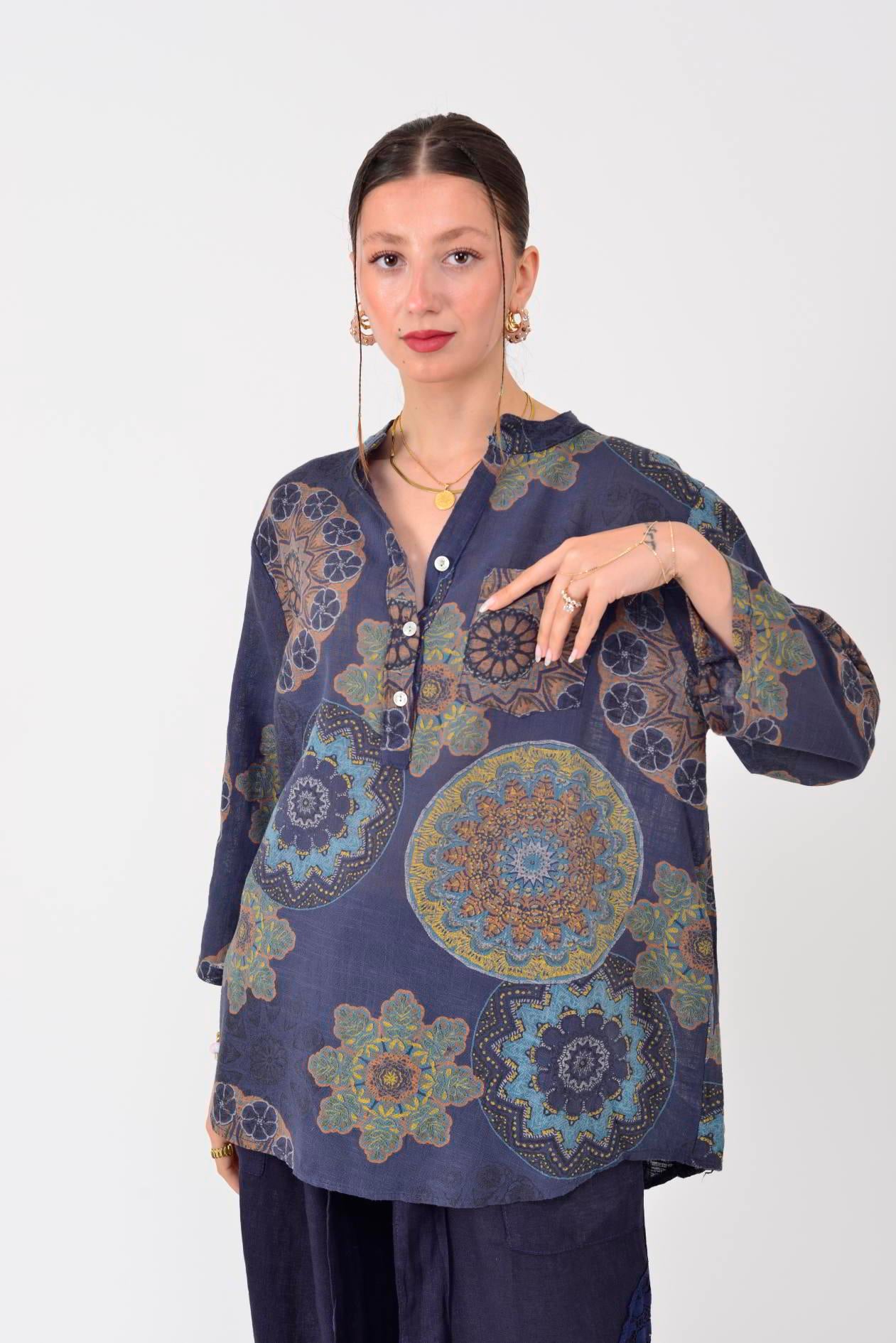 15455F-14 MANDALA DESEN GÖMLEK