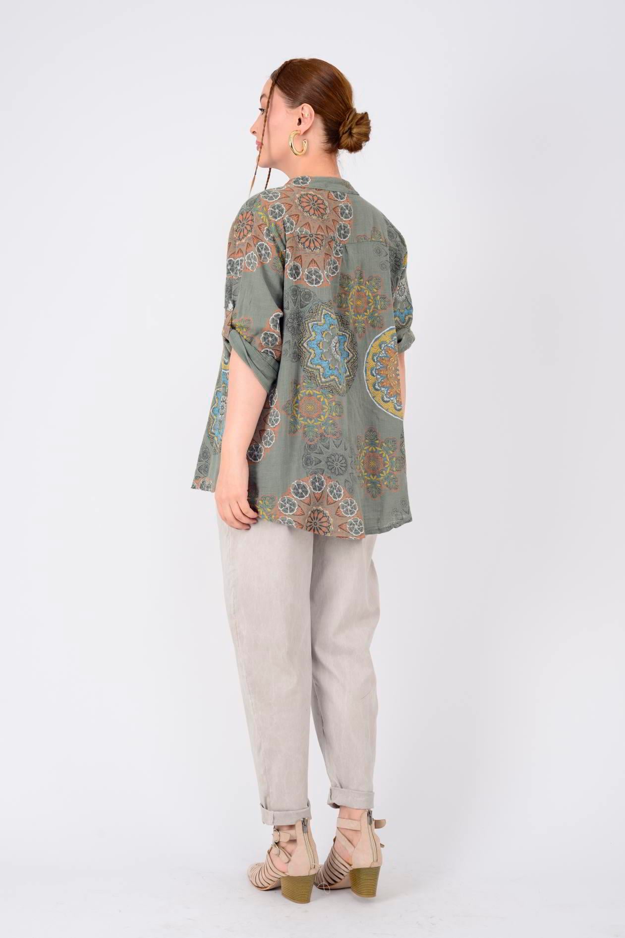 15455F-14 MANDALA DESEN GÖMLEK