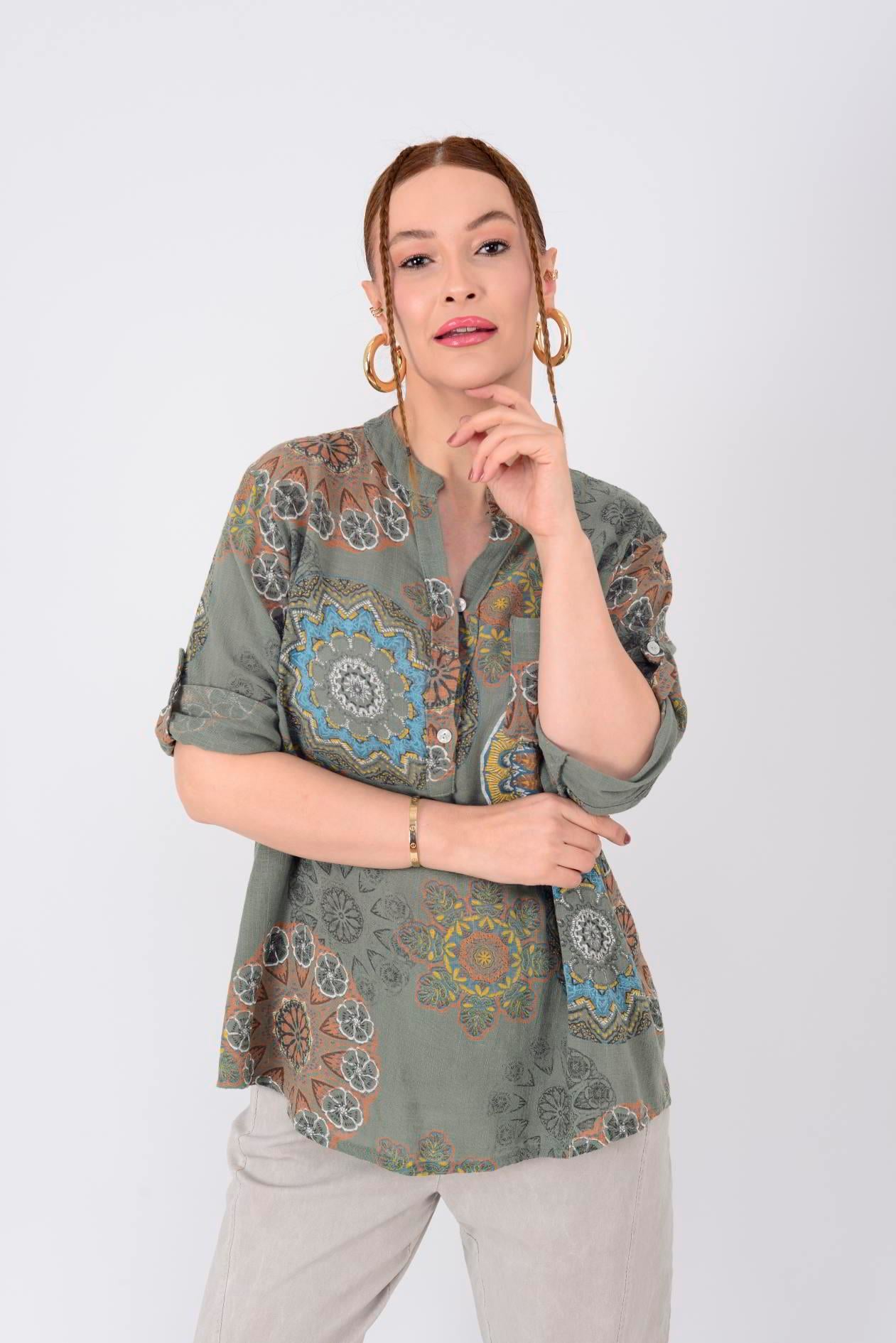 15455F-14 MANDALA DESEN GÖMLEK
