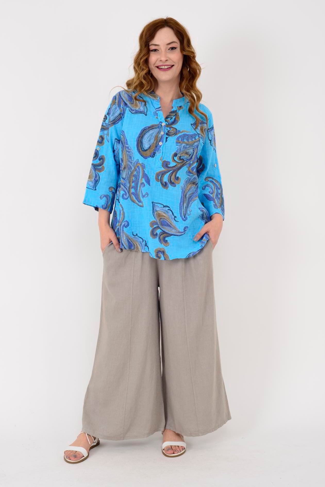 15455F-21 ŞAL DESEN GÖMLEK