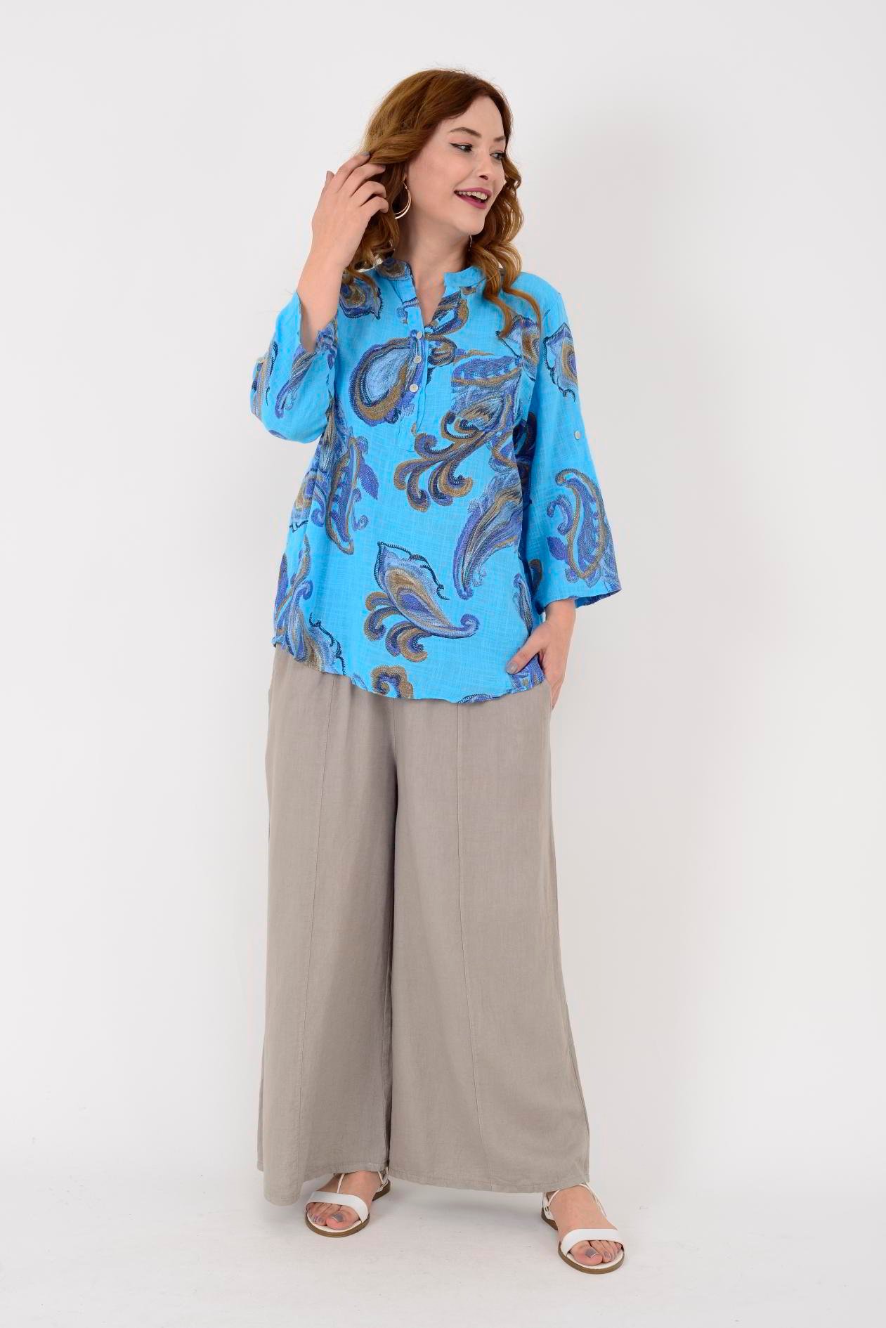 15455F-21 ŞAL DESEN GÖMLEK