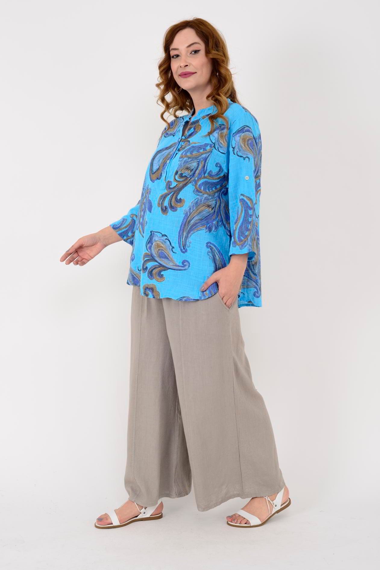 15455F-21 ŞAL DESEN GÖMLEK