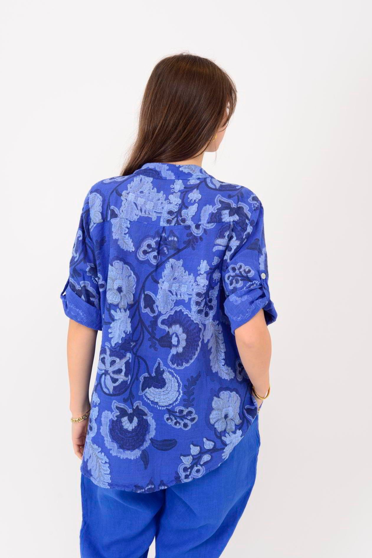 15455F-88 OTANTİK DESEN ÜÇ DÜĞMELİ GÖMLEK