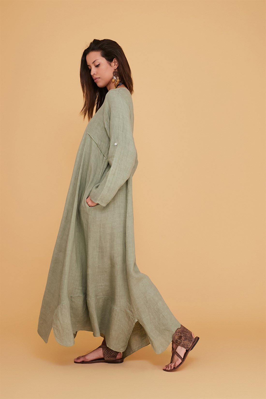 1601 LADY KETEN ELBİSE