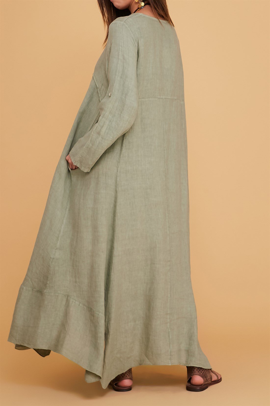 1601 LADY KETEN ELBİSE