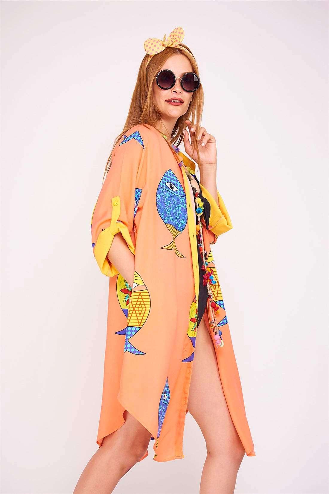 19.0060 BOHO FISH PATTERN VISCOSE DRESS