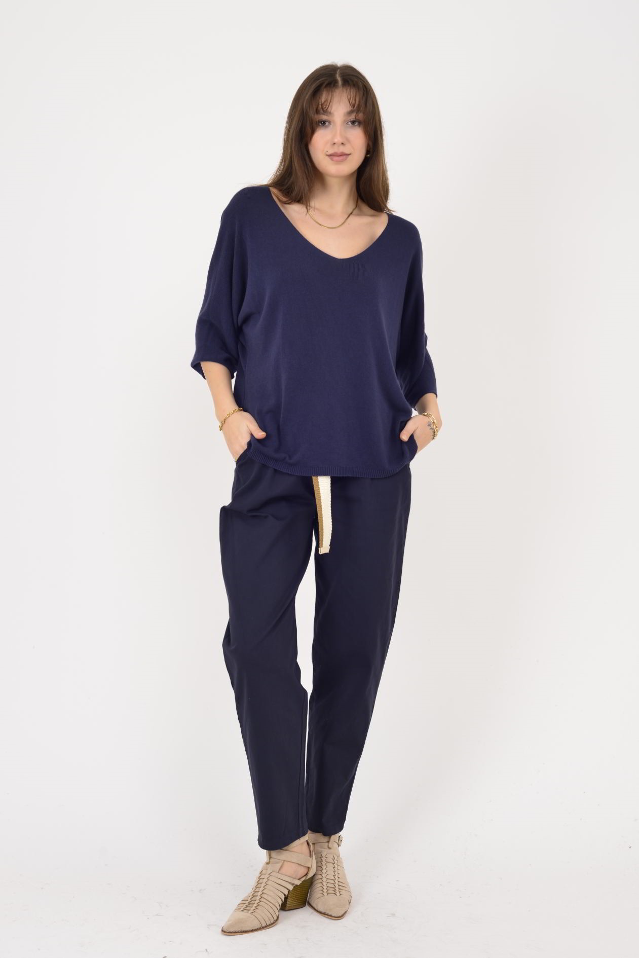 19004 V YAKA TRİKO BLUZ