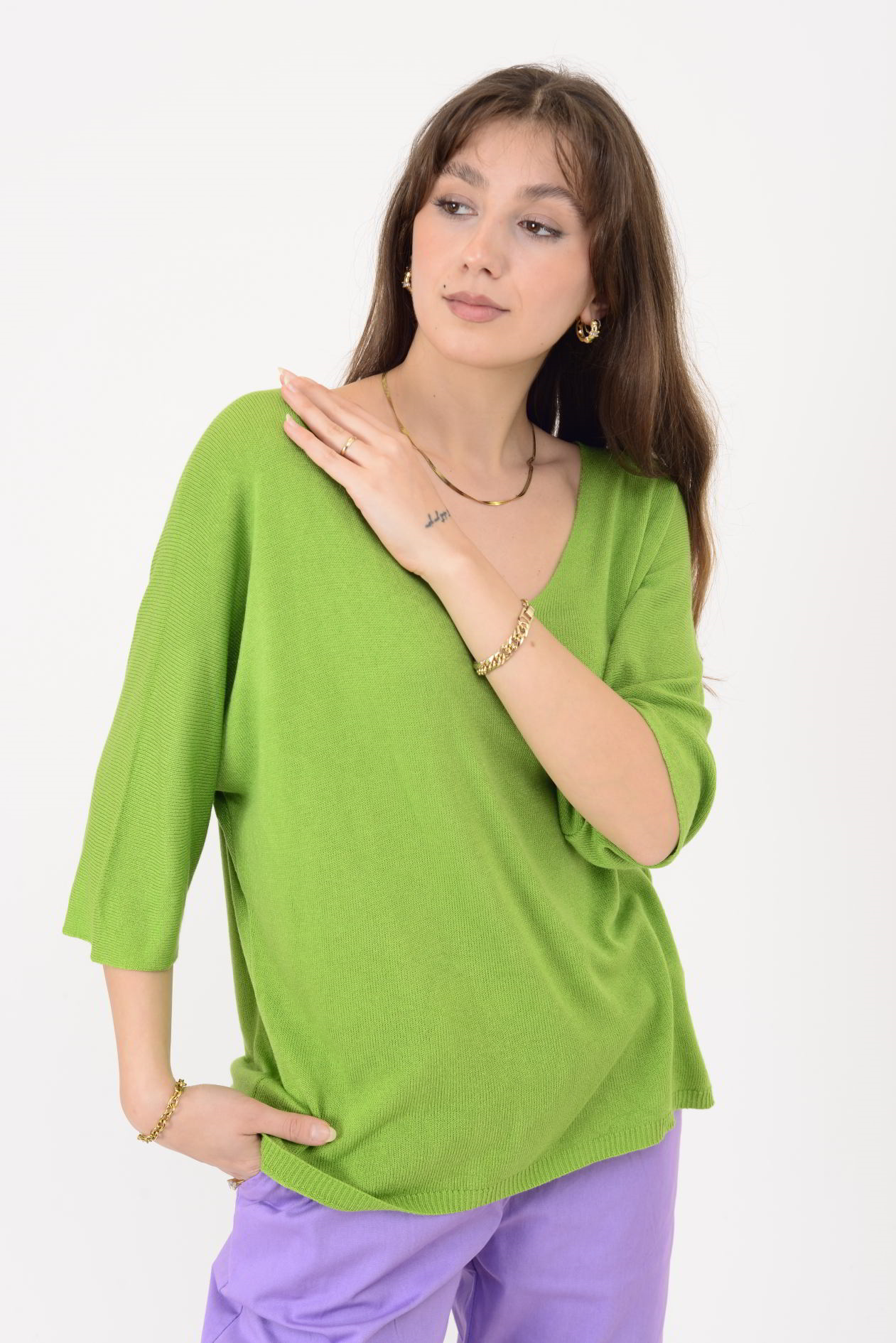 19004 V YAKA TRİKO BLUZ