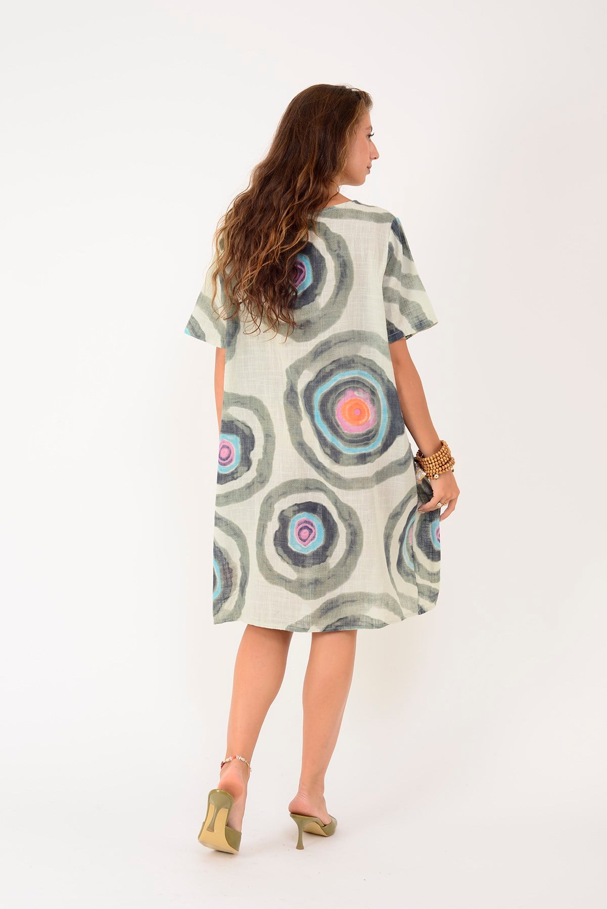 2011 SPIRAL DESEN KISA KOLLU KISA ELBİSE