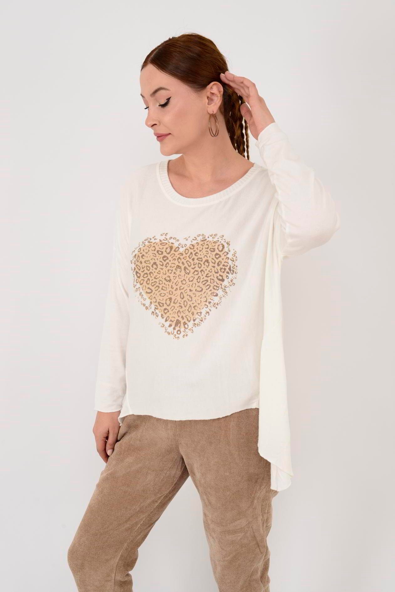 20186 LOVE TAŞ DETAYLI İNCE TRİKO BLUZ