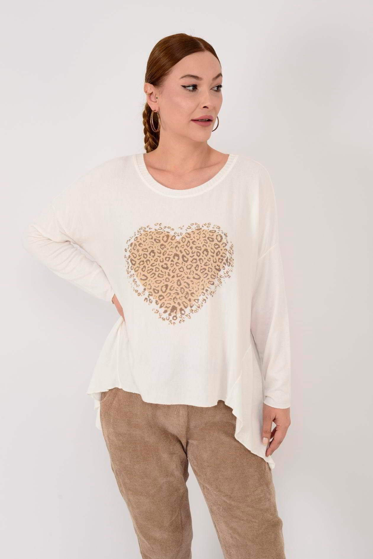 20186 LOVE TAŞ DETAYLI İNCE TRİKO BLUZ