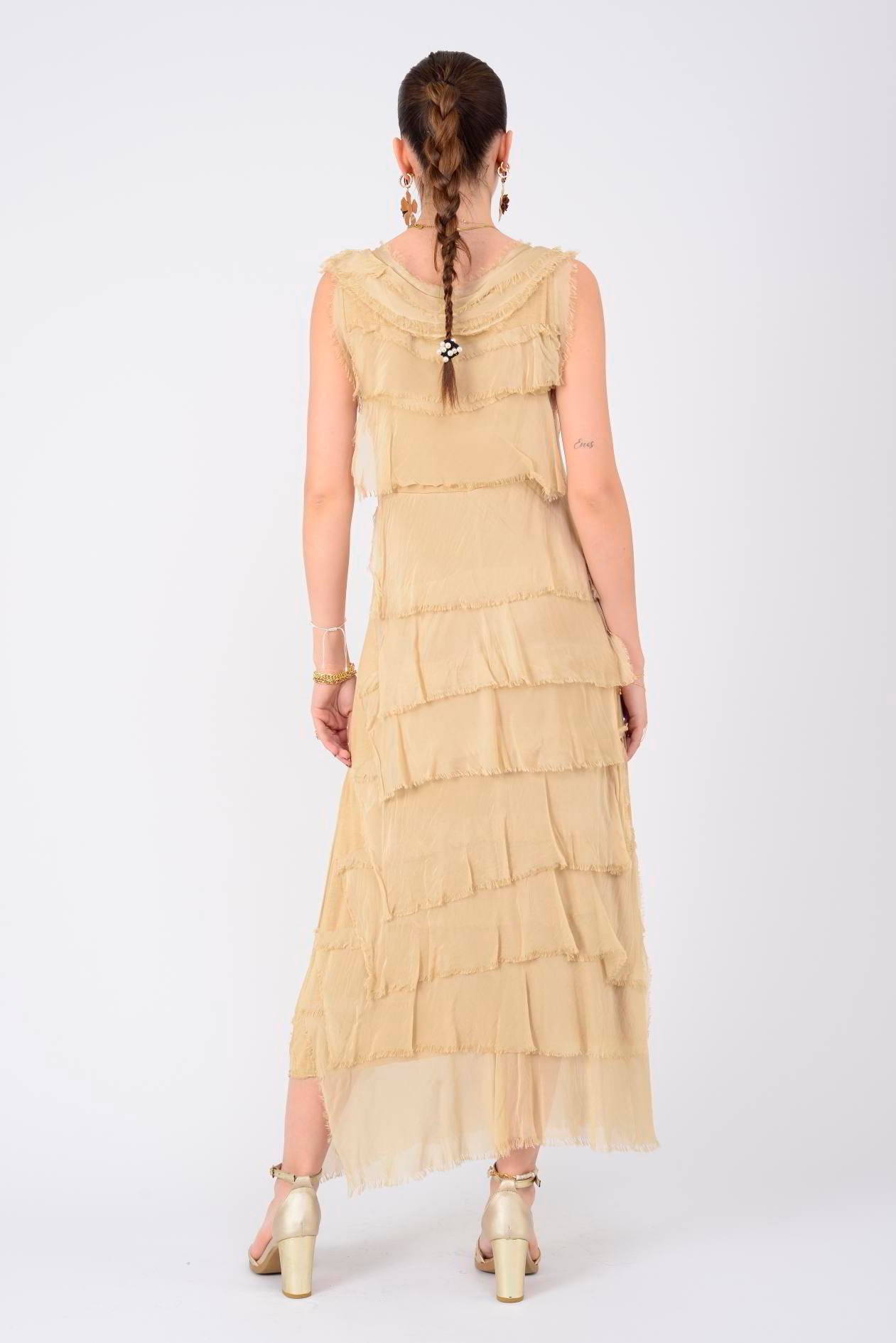 2031 2Lİ KAT KAT İPEK ELBİSE