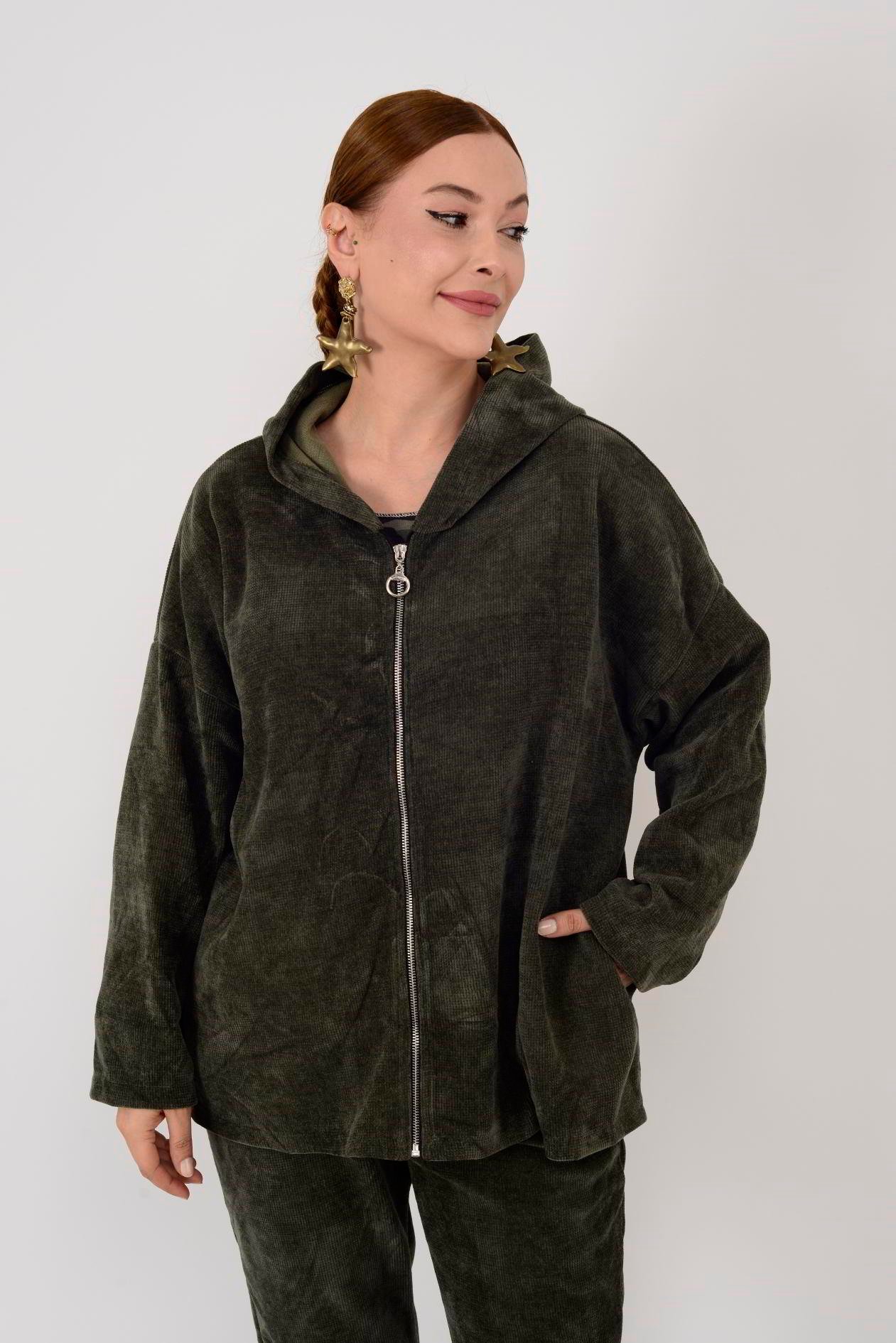 20596 KAPÜŞON DETALI KADİFE SWEAT