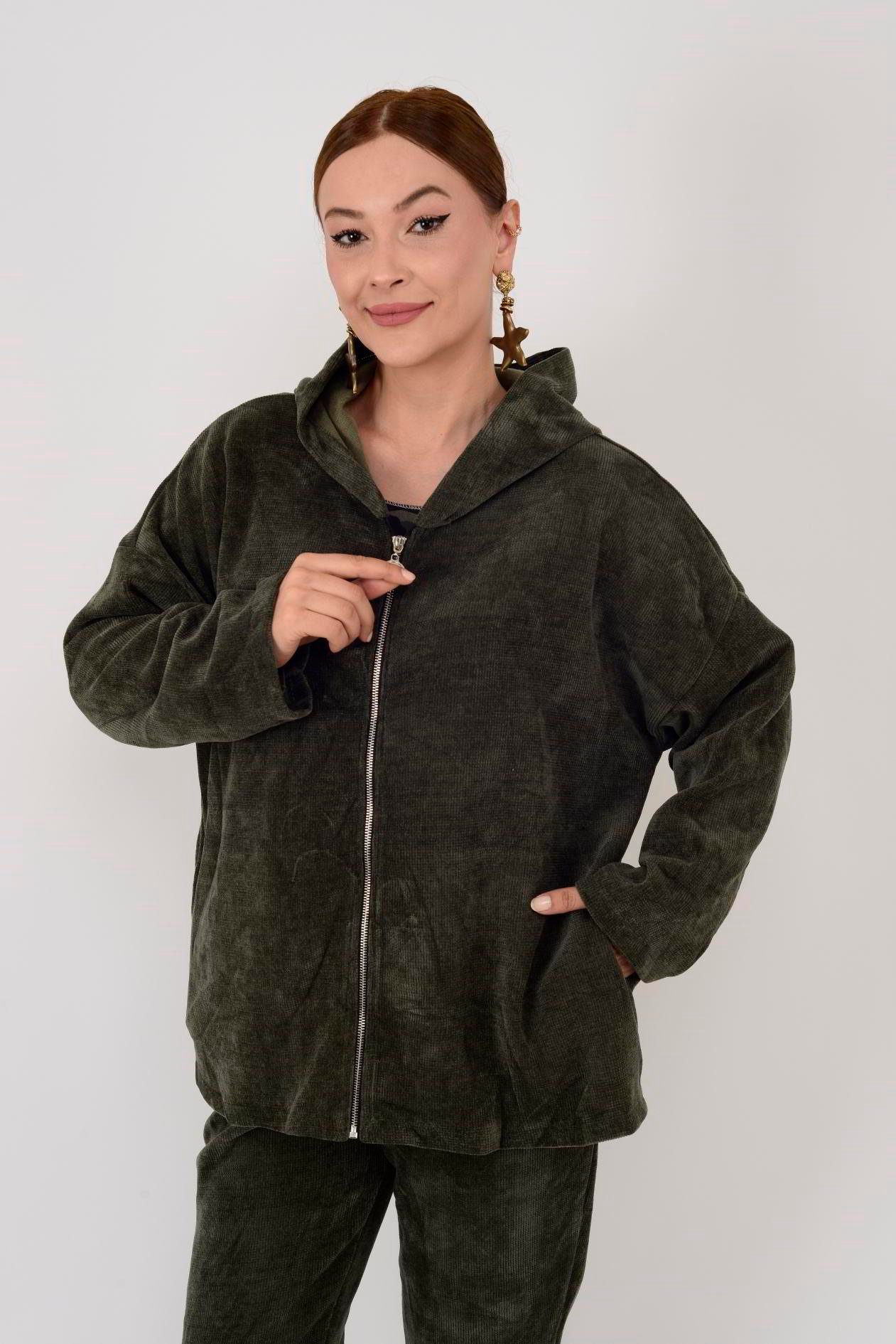 20596 KAPÜŞON DETALI KADİFE SWEAT