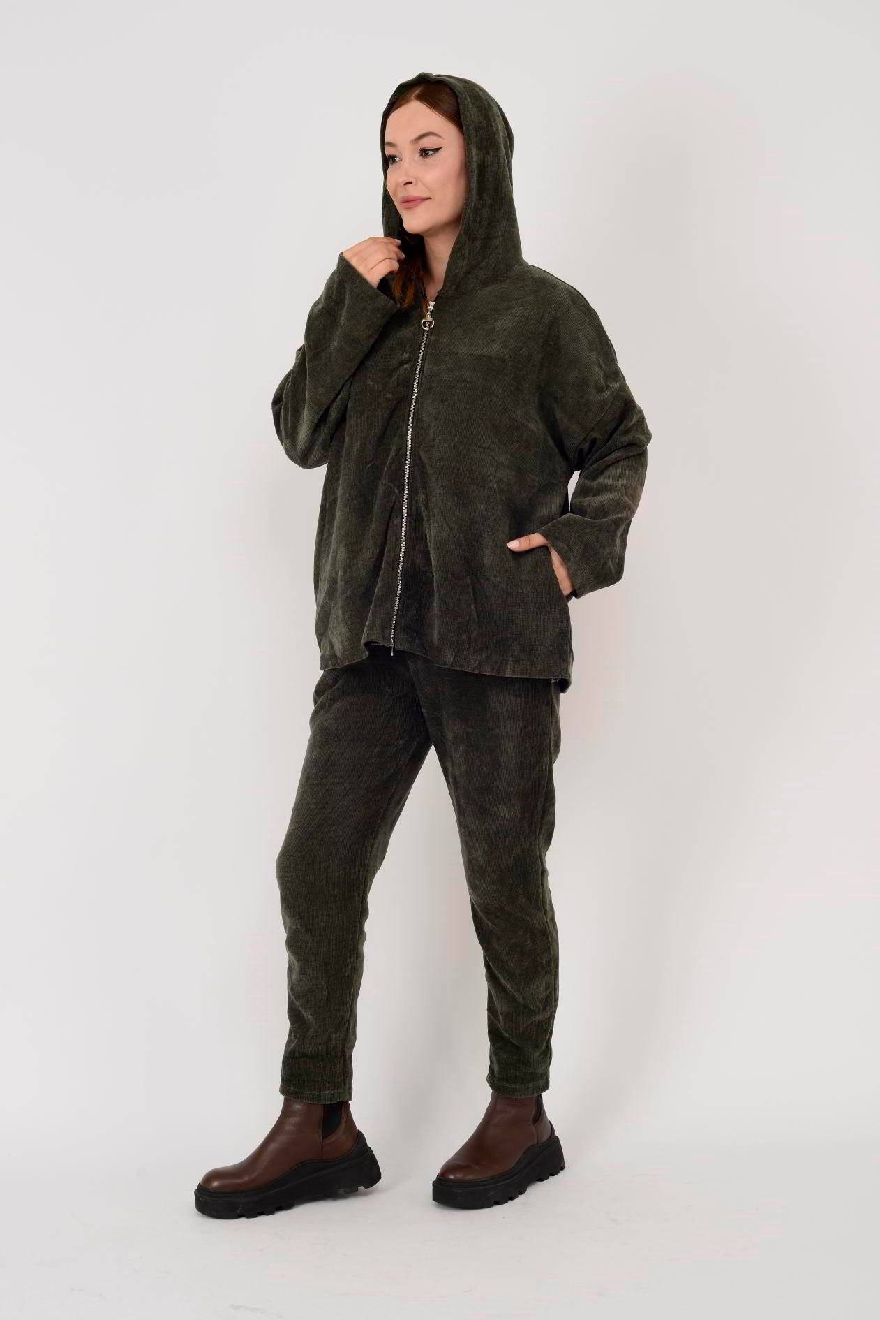 20596 KAPÜŞON DETALI KADİFE SWEAT