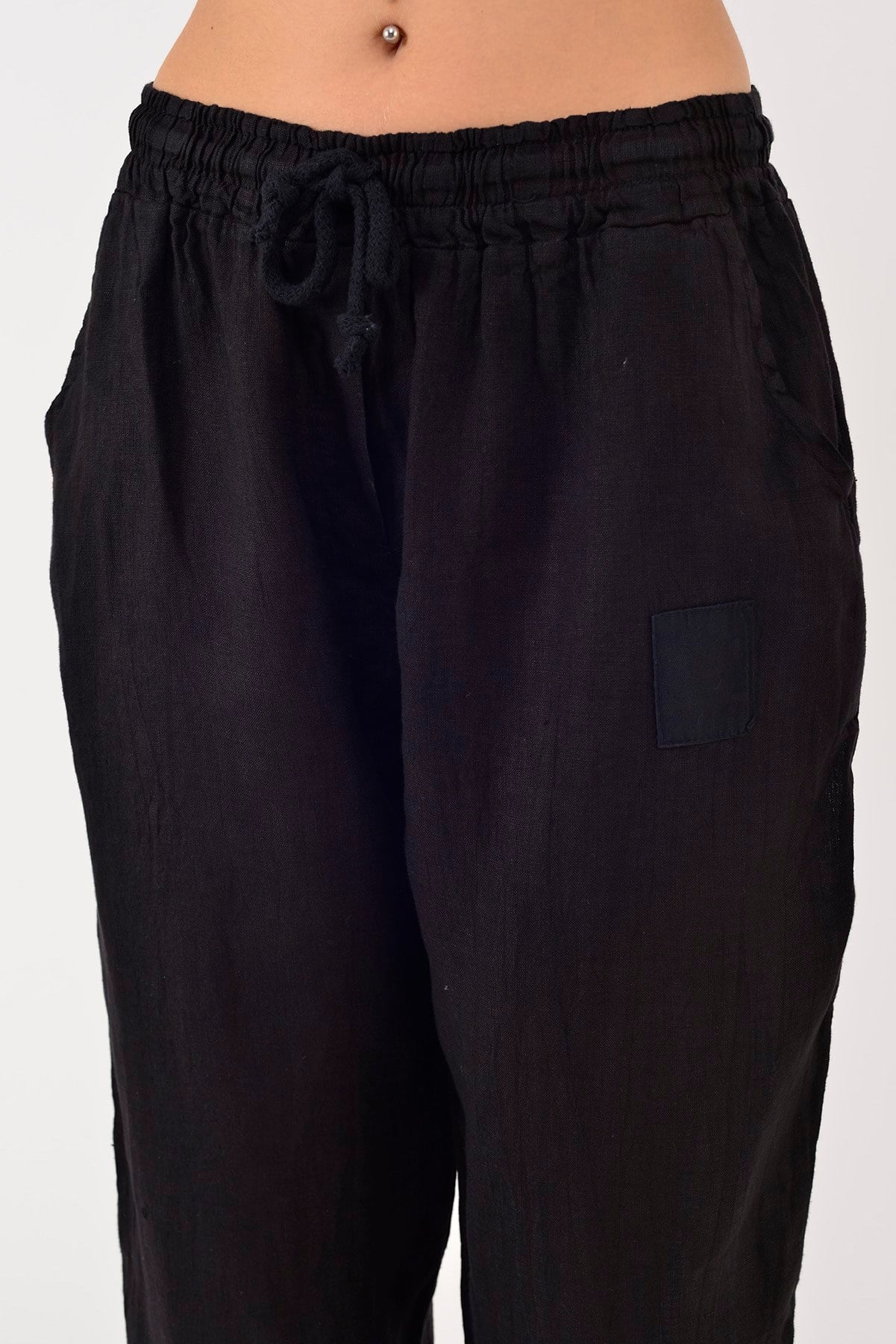 20836 PAÇASI LASTİK DETAYLI JOGGER KETEN PANTOLON