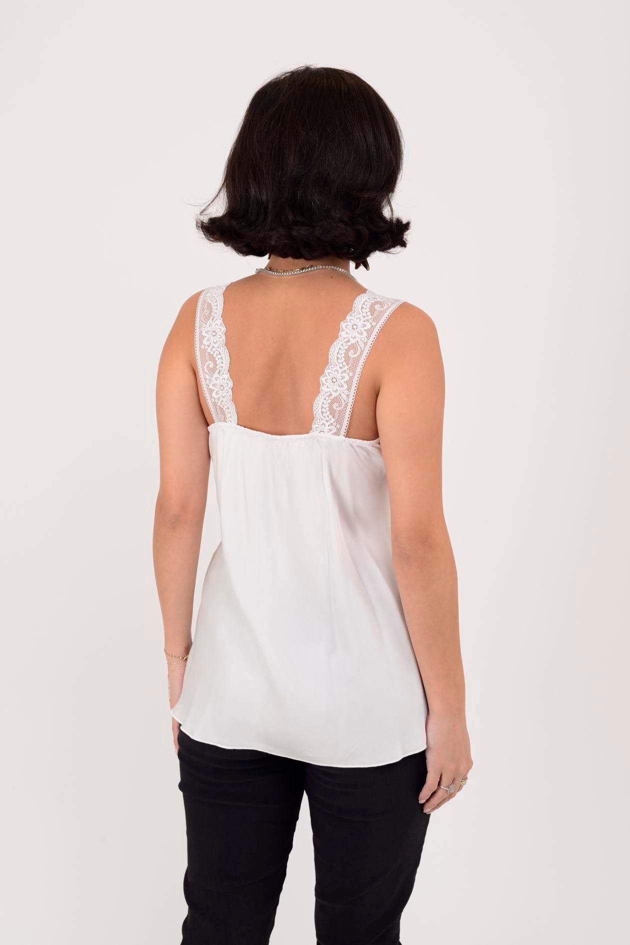 21336 V YAKA ASKILI DANTELLİ BLUZ