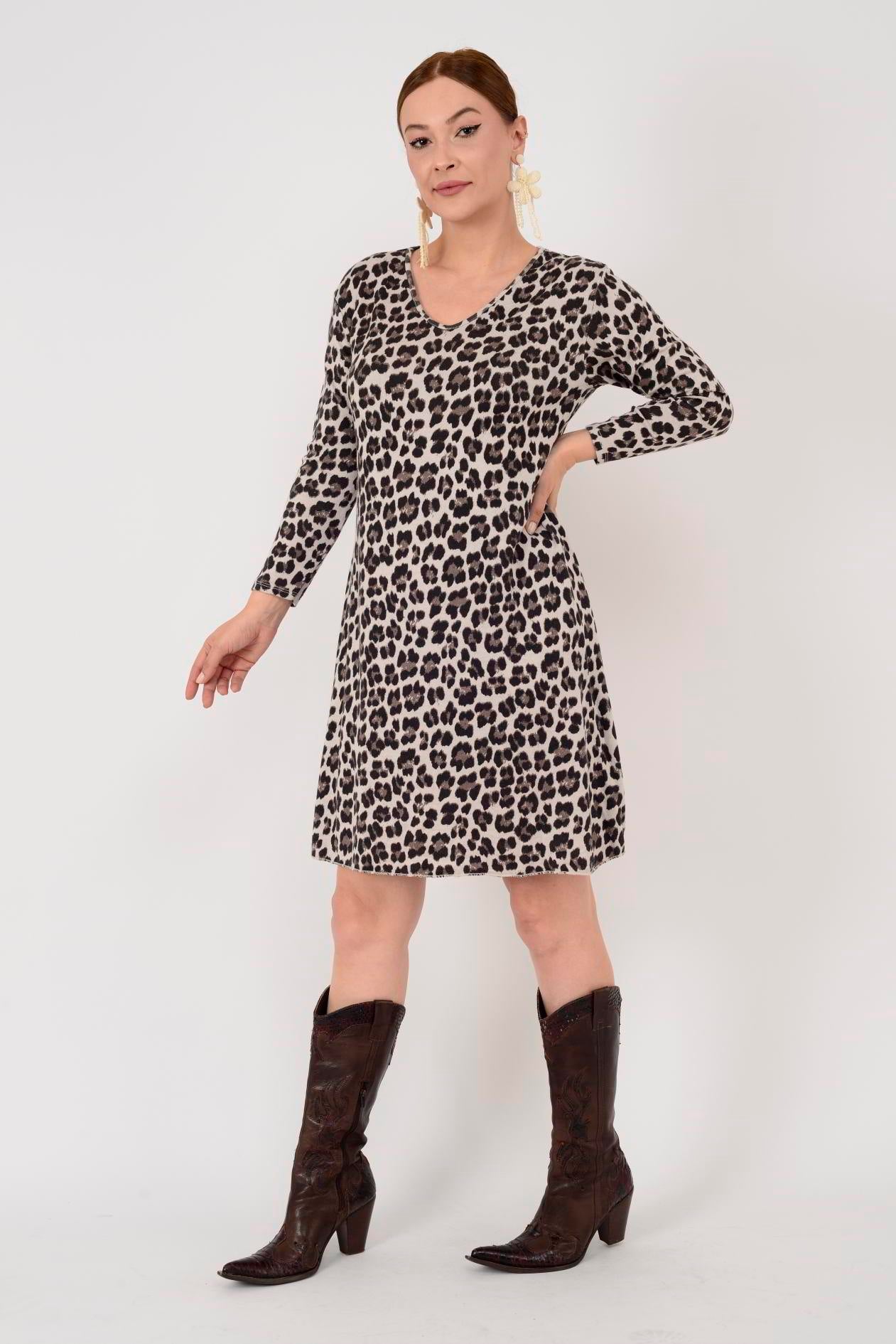 21383 LEOPAR DESEN ELBİSE