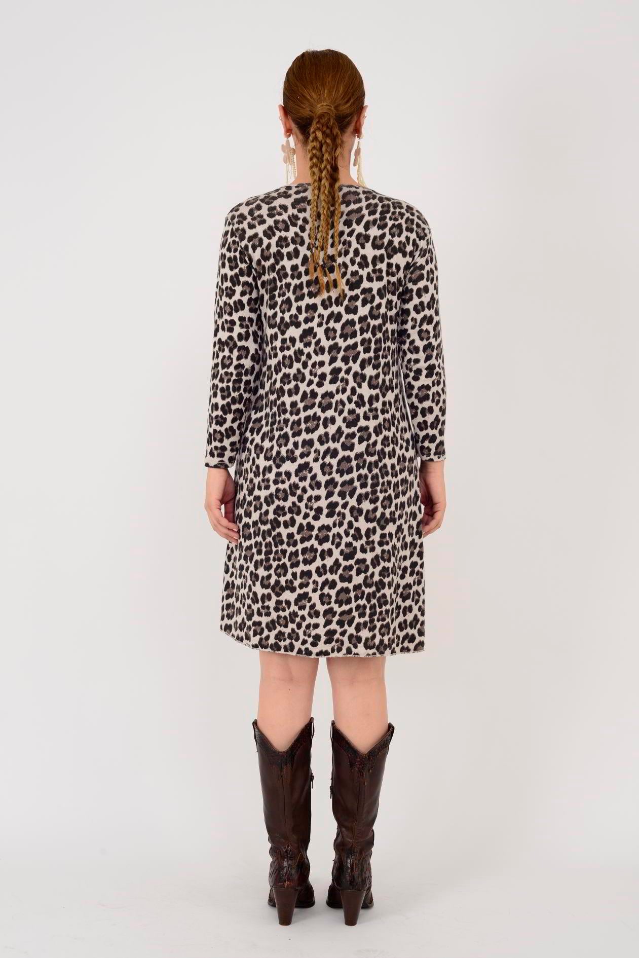 21383 LEOPAR DESEN ELBİSE
