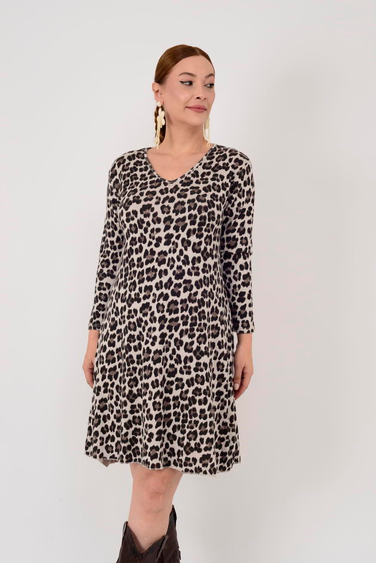 21383 LEOPAR DESEN ELBİSE