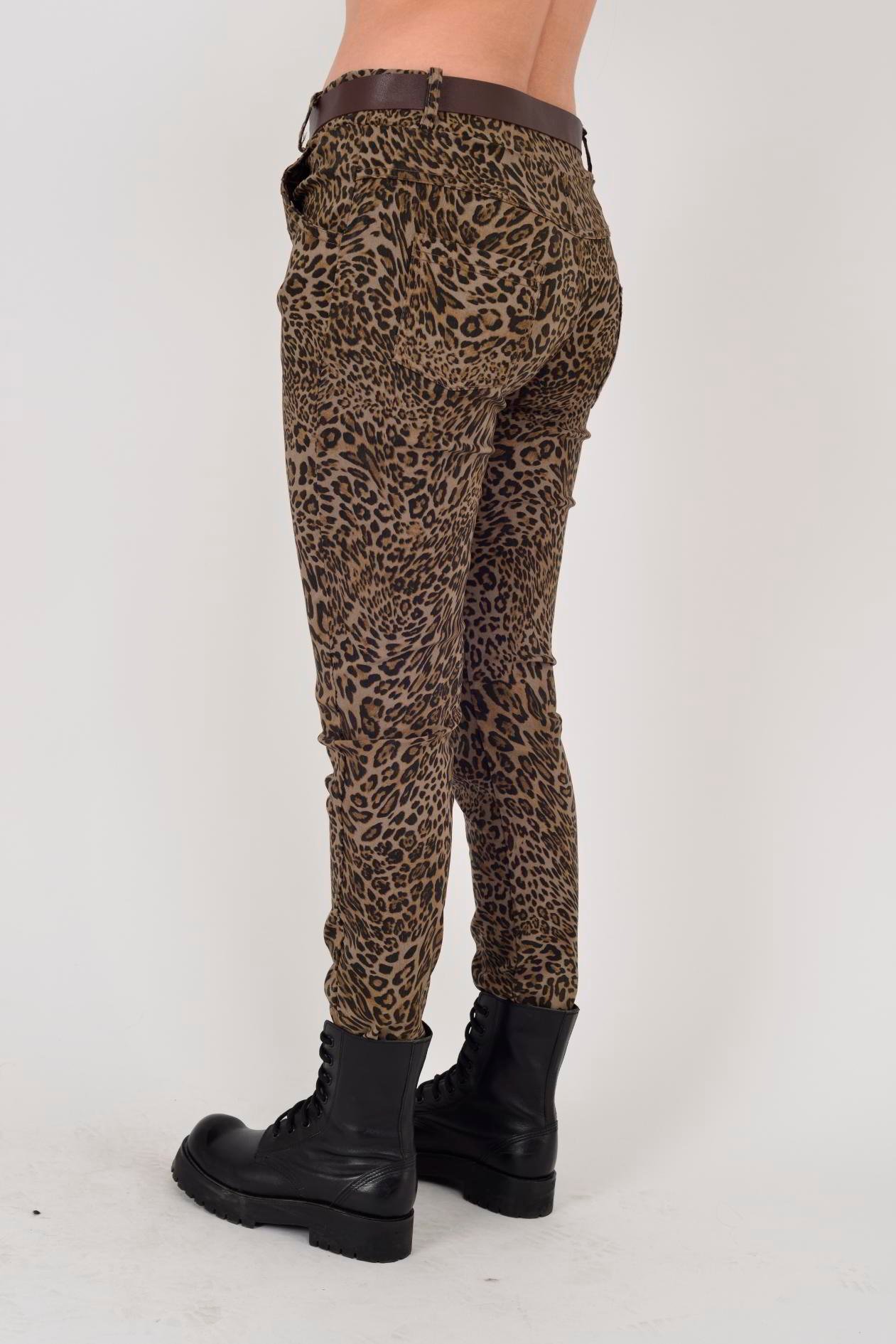 21485 KEMER DETAYLI LEOPAR DESEN PANTOLON