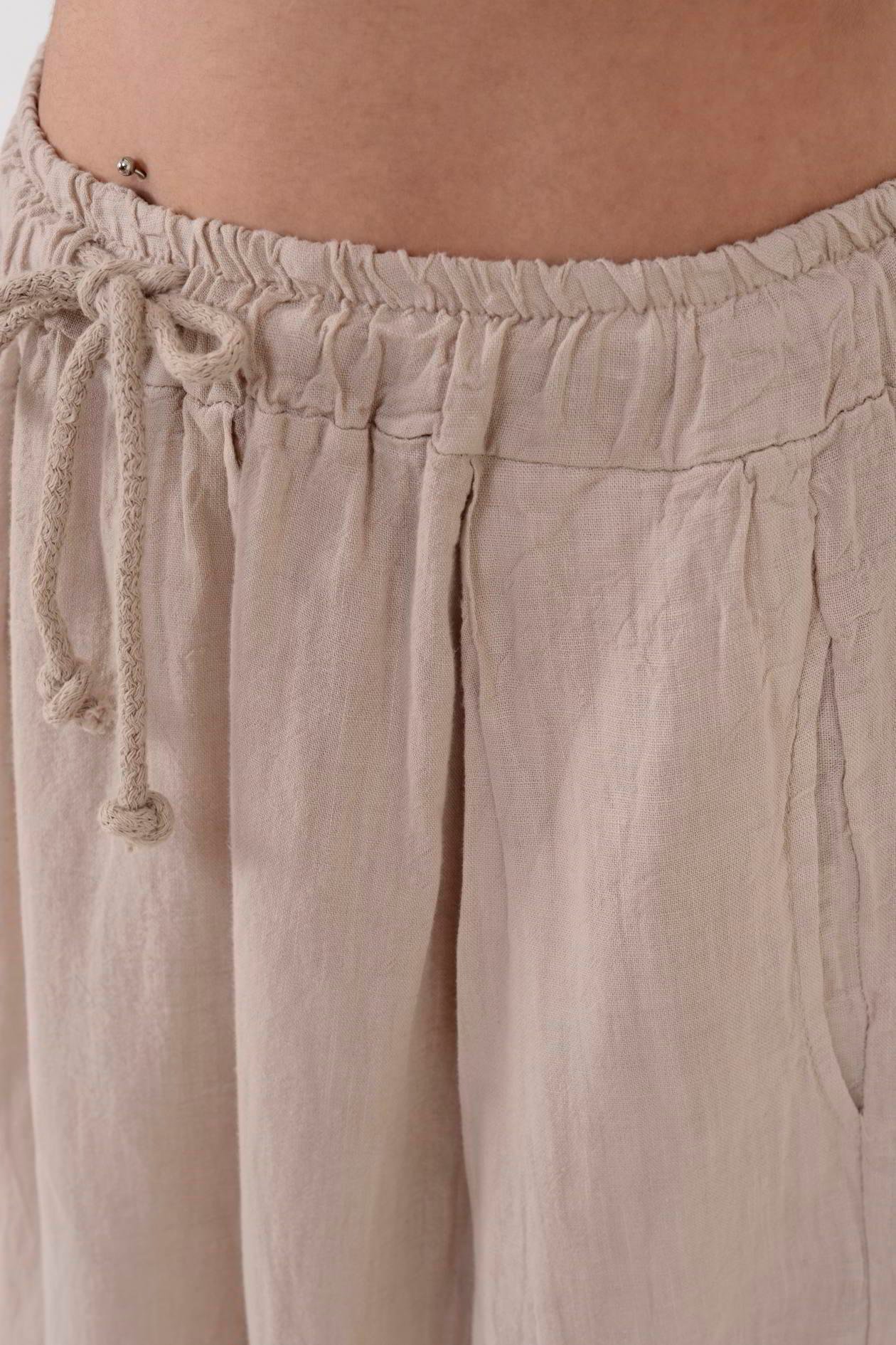 2210 GENİŞ PAÇA KETEN PANTOLON