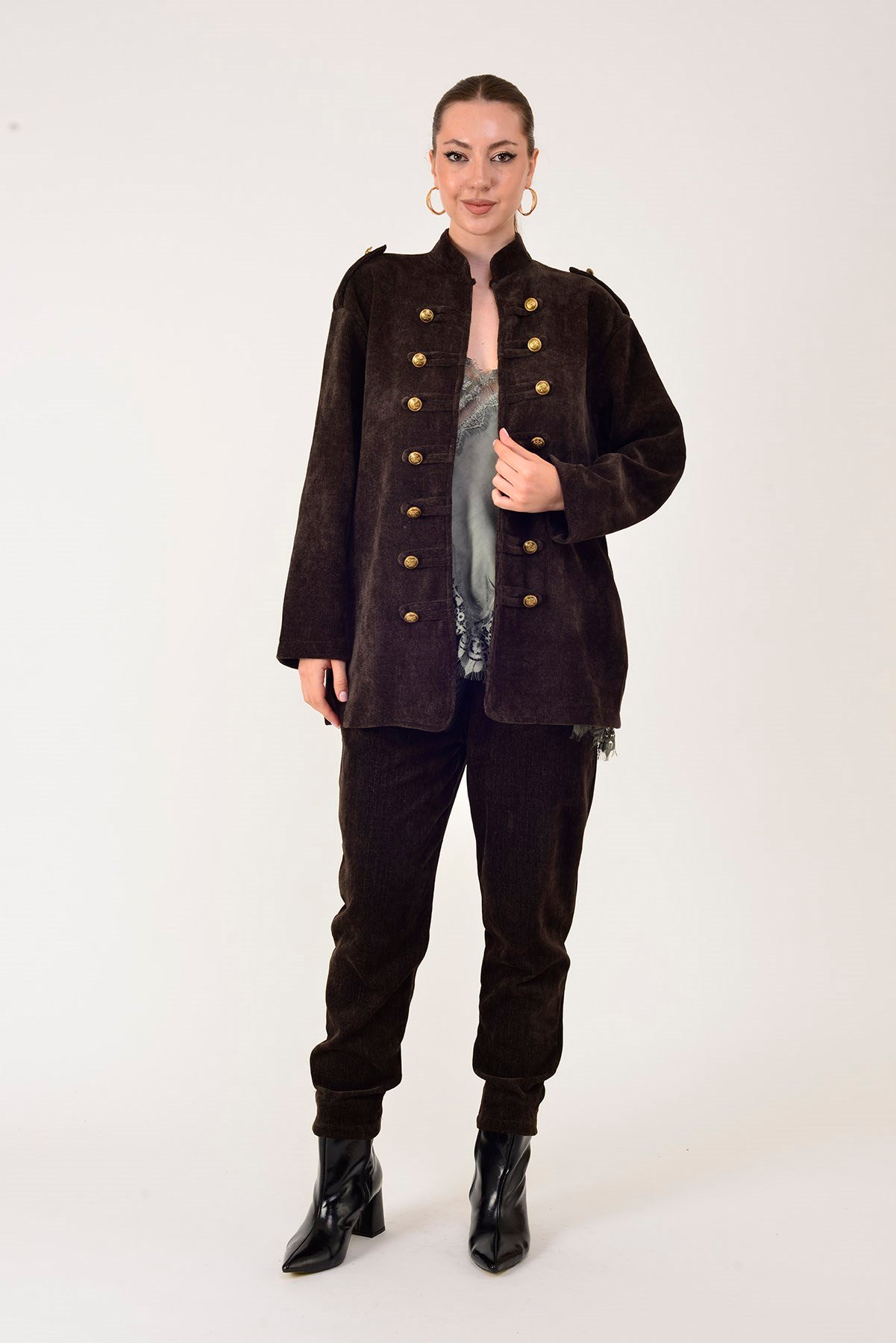 22196 NAPOLYON KADİFE MILITER CEKET