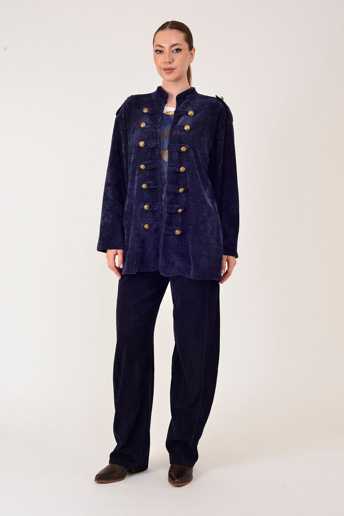 22196 NAPOLYON KADİFE MILITER CEKET