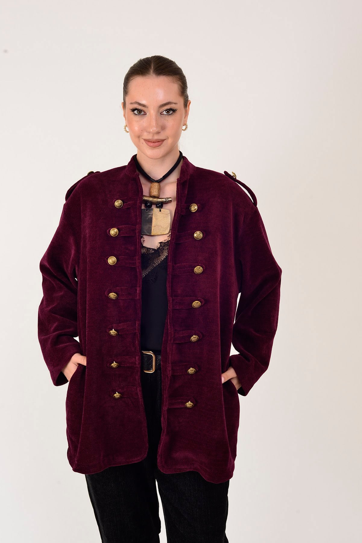 22196 NAPOLYON KADİFE MILITER CEKET